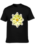 Floral Graphic Tee - Sunny Yellow Daisy Design