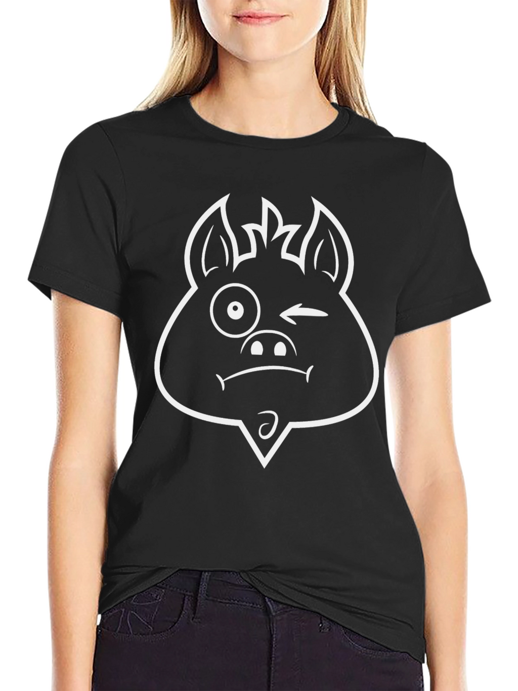 Winking Pig Graphic Black Tee