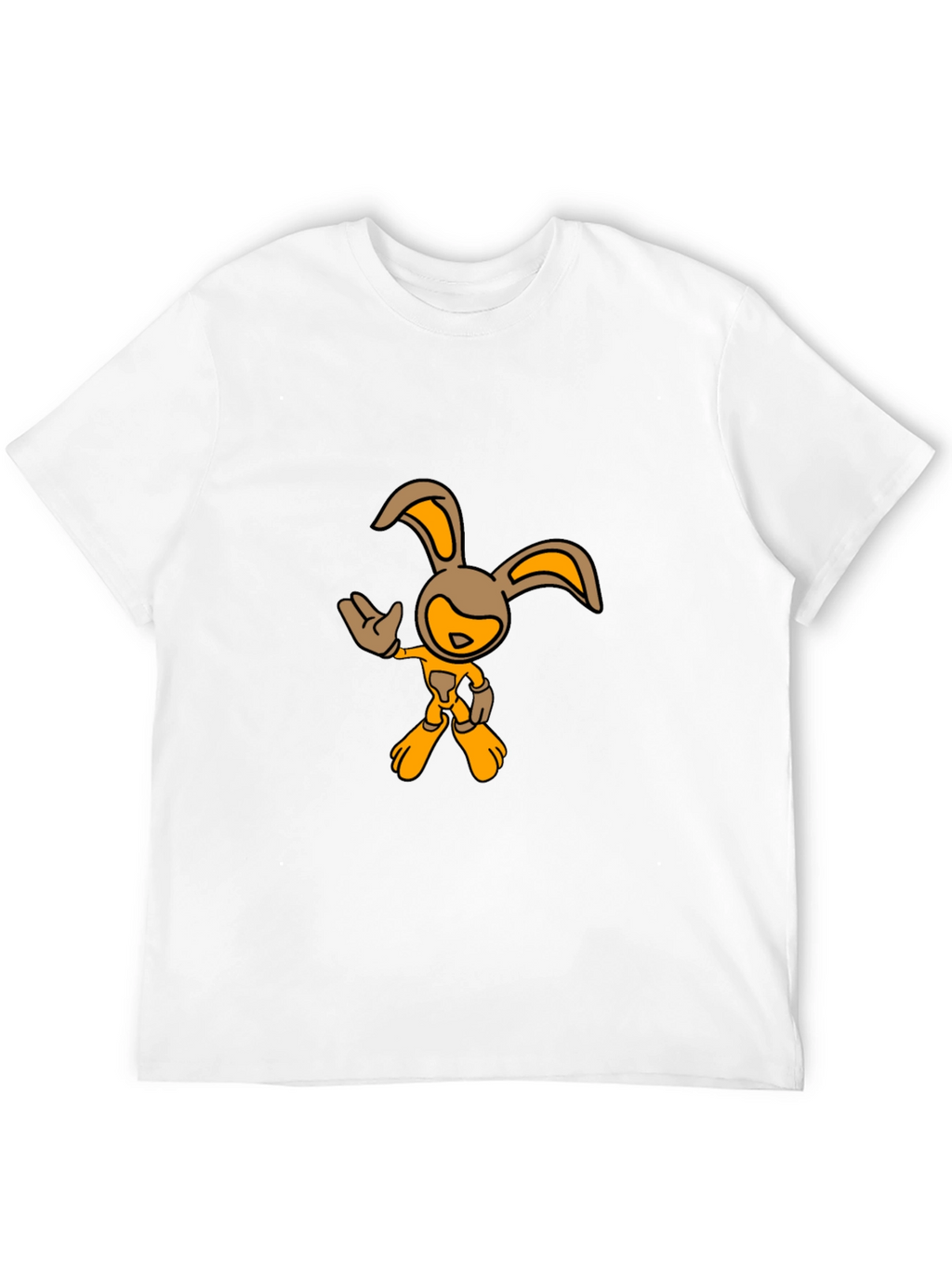 Black T-Shirt with Cartoon Rabbit Graphic