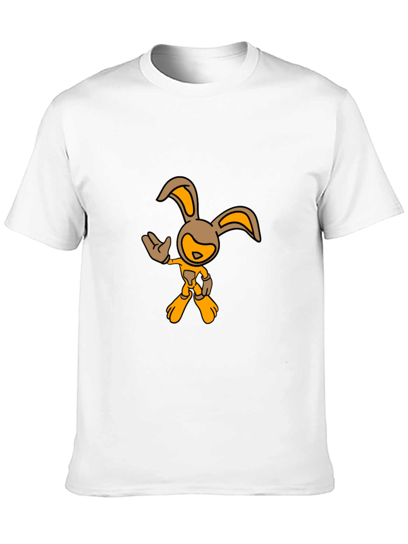 Black T-Shirt with Cartoon Rabbit Graphic