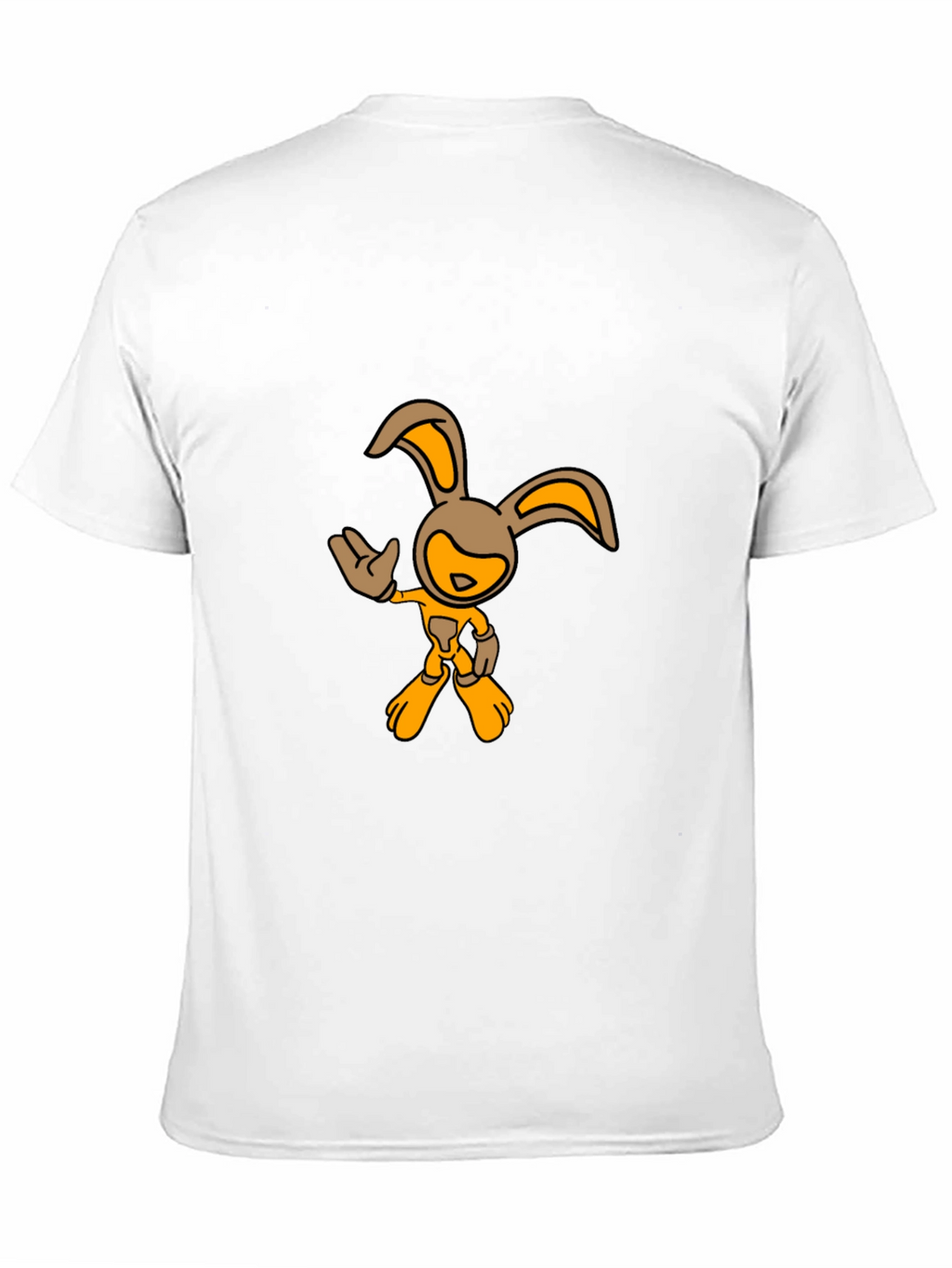 Black T-Shirt with Cartoon Rabbit Graphic