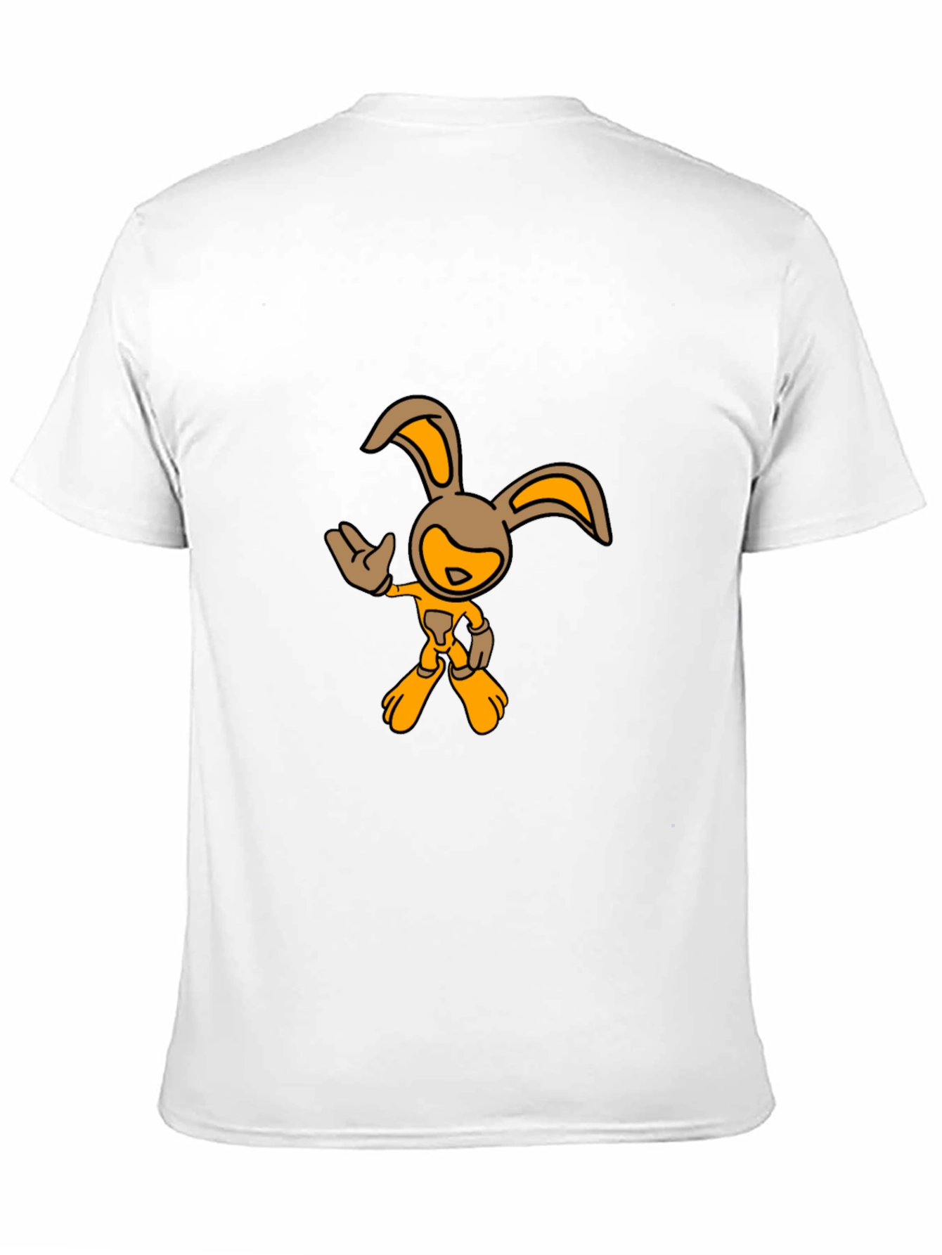 Black T-Shirt with Cartoon Rabbit Graphic