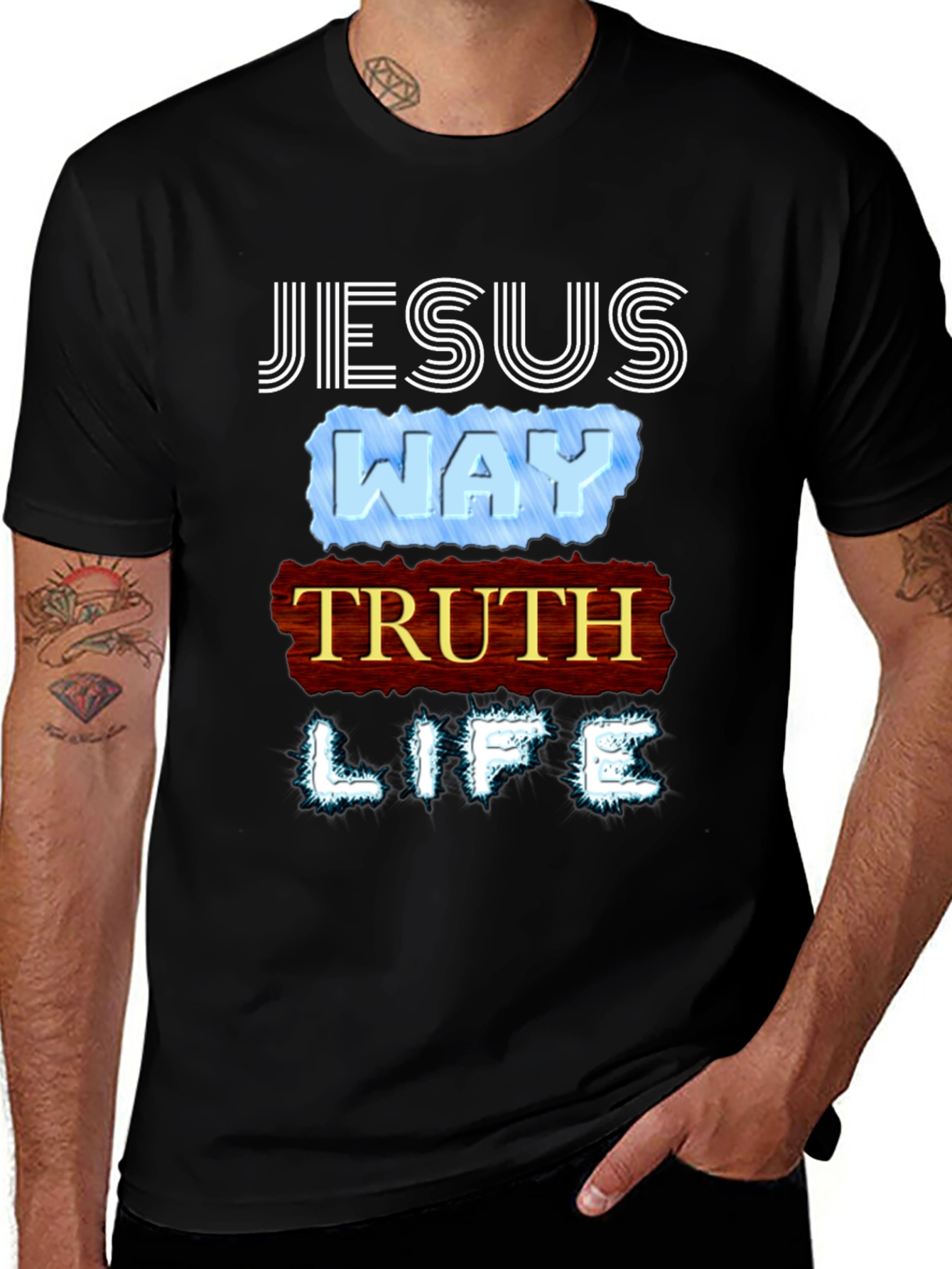 Jesus Way Truth Life T-Shirt Religious Faith Tee