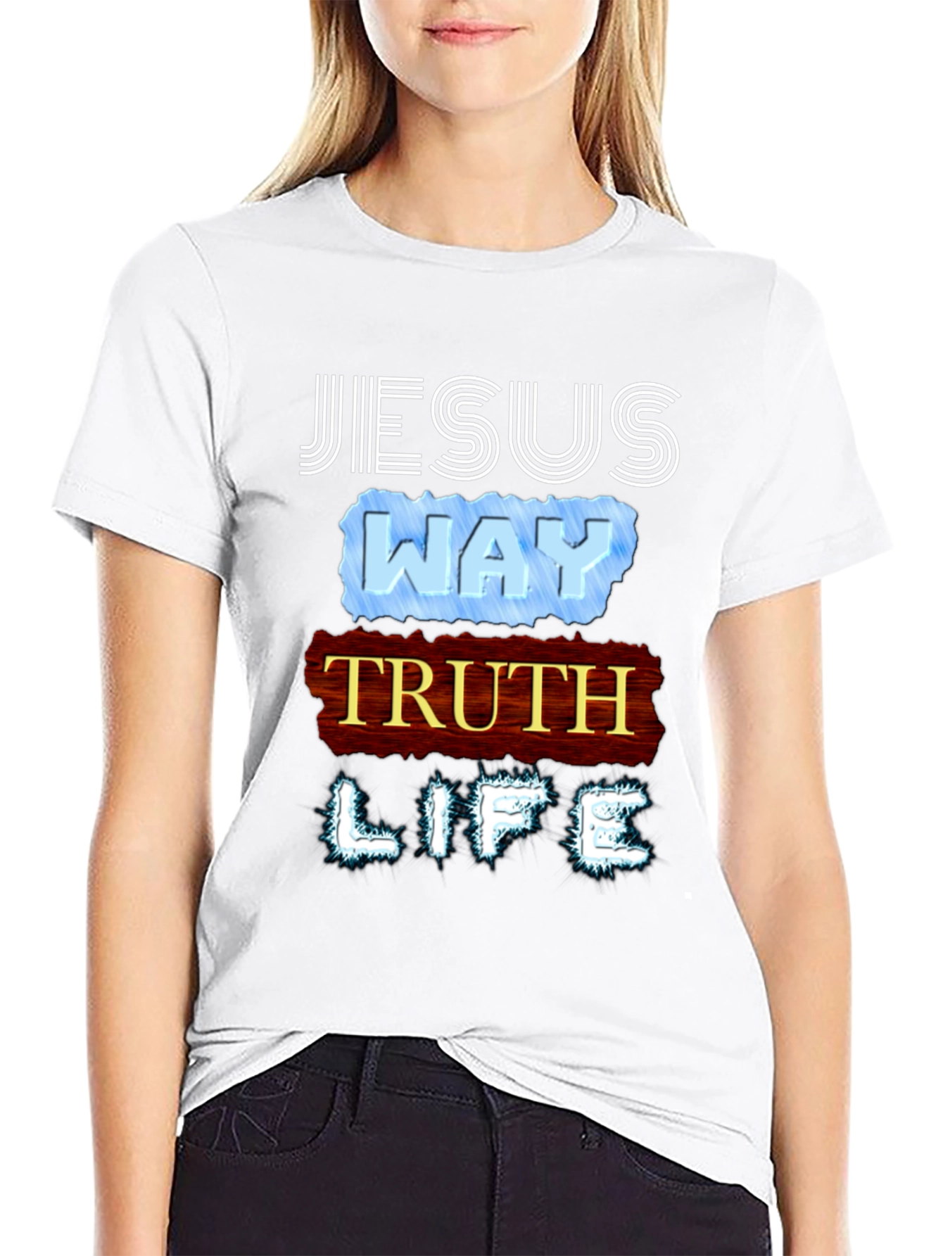Jesus Way Truth Life T-Shirt Religious Faith Tee