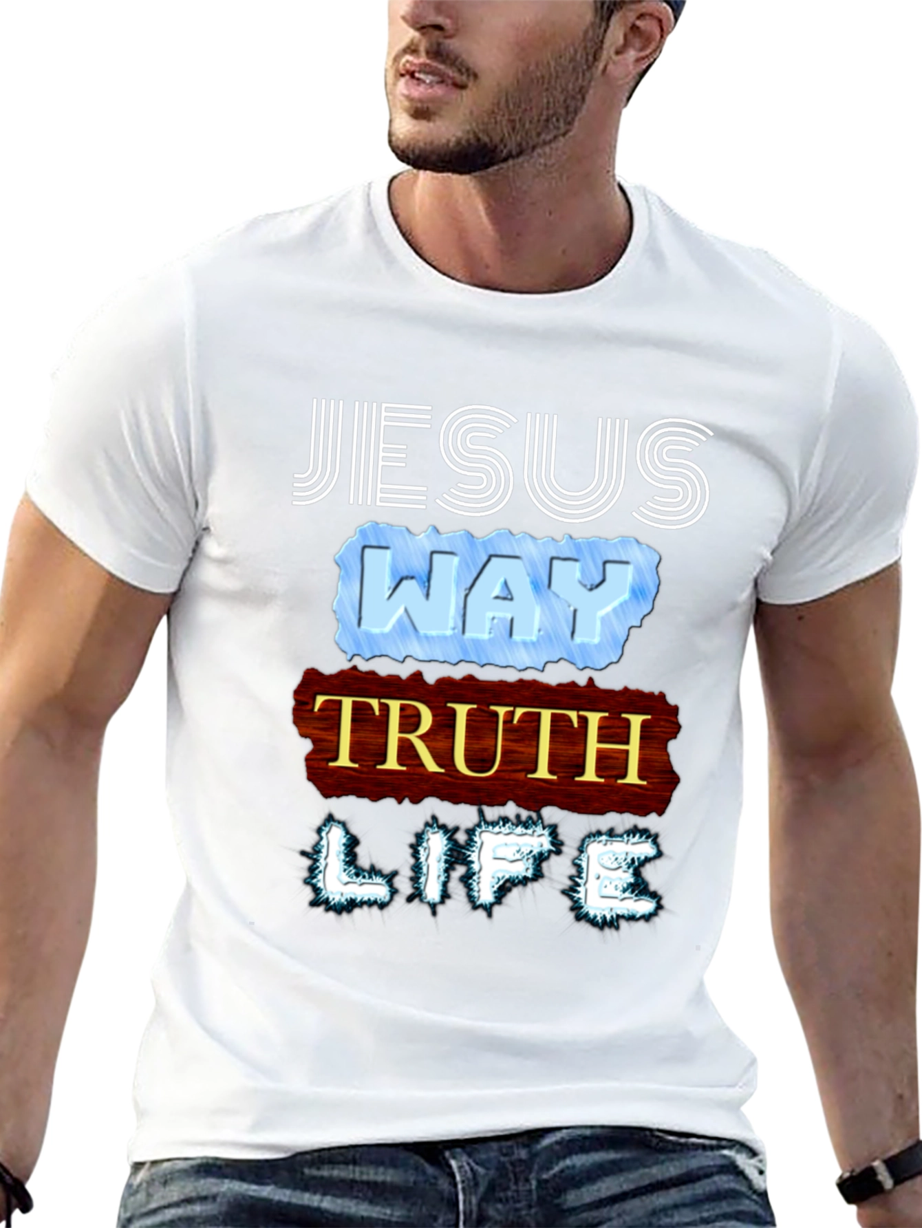 Jesus Way Truth Life T-Shirt Religious Faith Tee