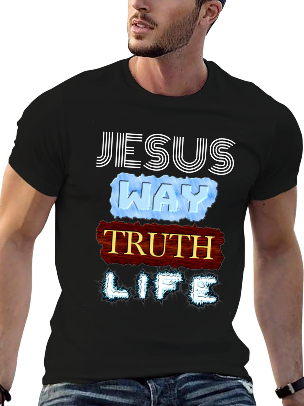 Jesus Way Truth Life T-Shirt Religious Faith Tee