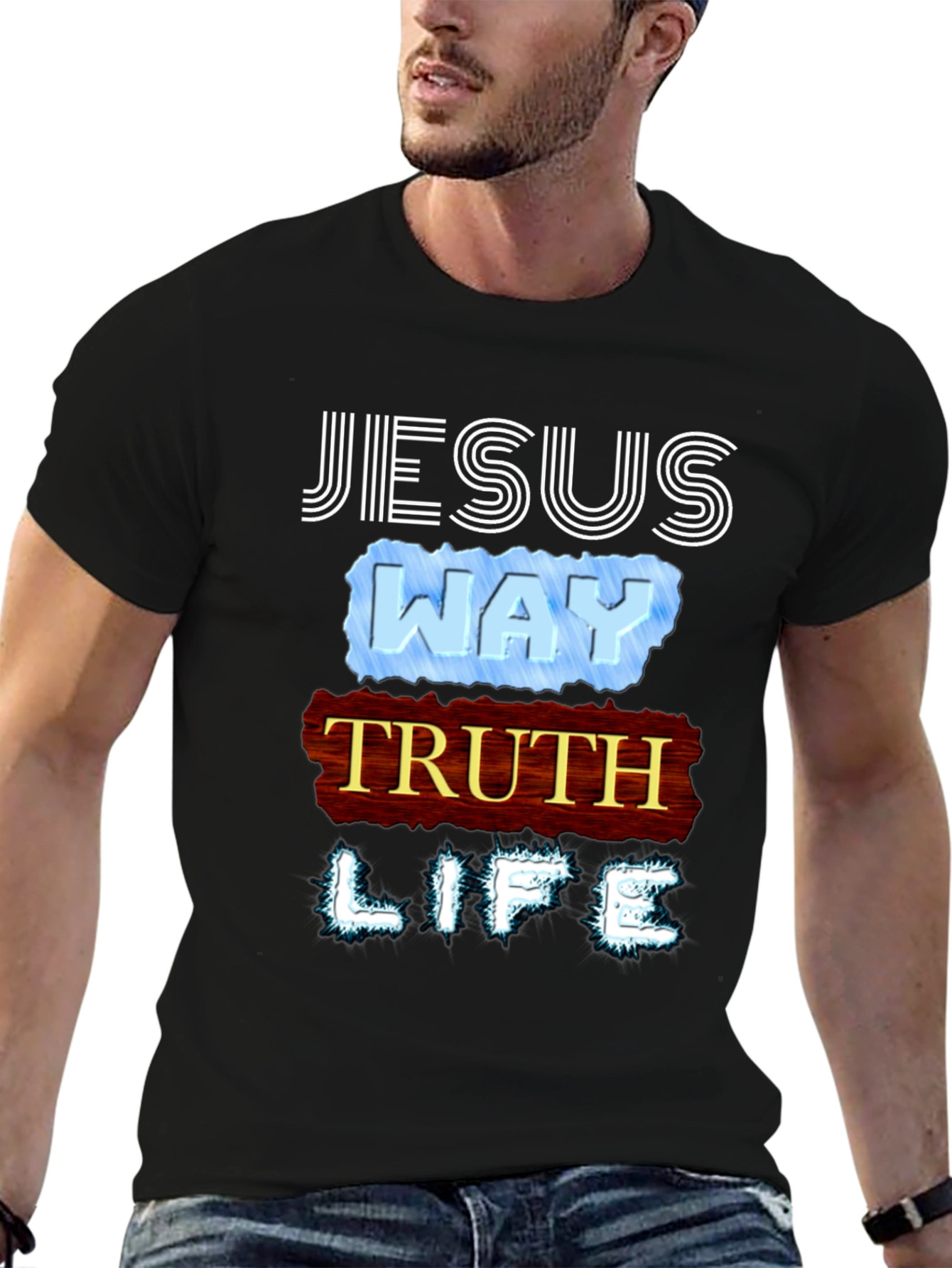 Jesus Way Truth Life T-Shirt Religious Faith Tee