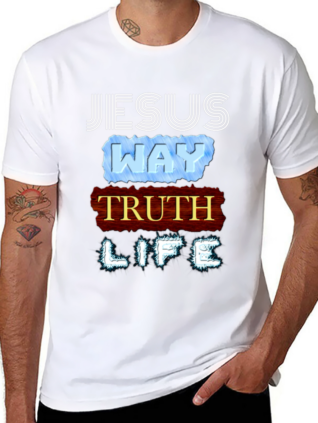 Jesus Way Truth Life T-Shirt Religious Faith Tee