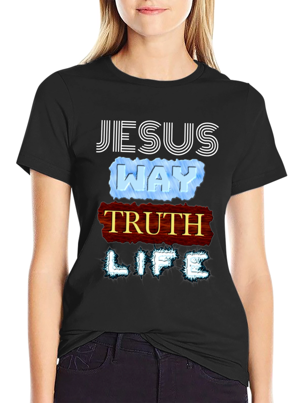 Jesus Way Truth Life T-Shirt Religious Faith Tee