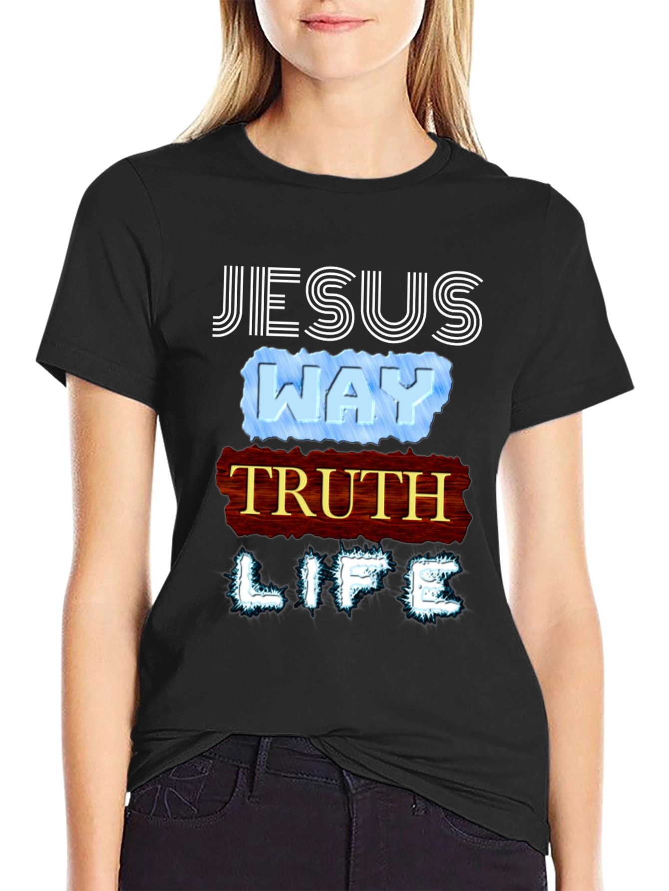 Jesus Way Truth Life T-Shirt Religious Faith Tee