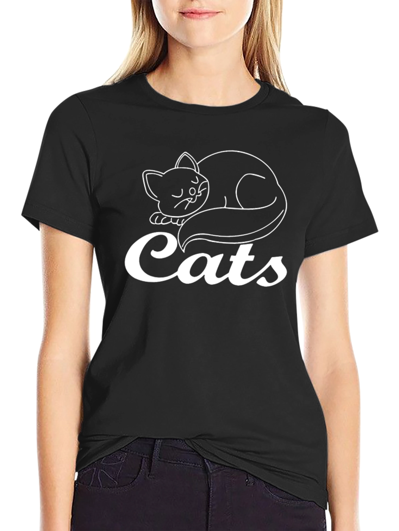 Cats Black T-Shirt - Cute Feline Graphic Tee