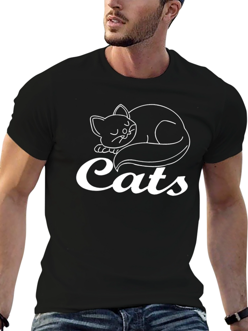 Cats Black T-Shirt - Cute Feline Graphic Tee