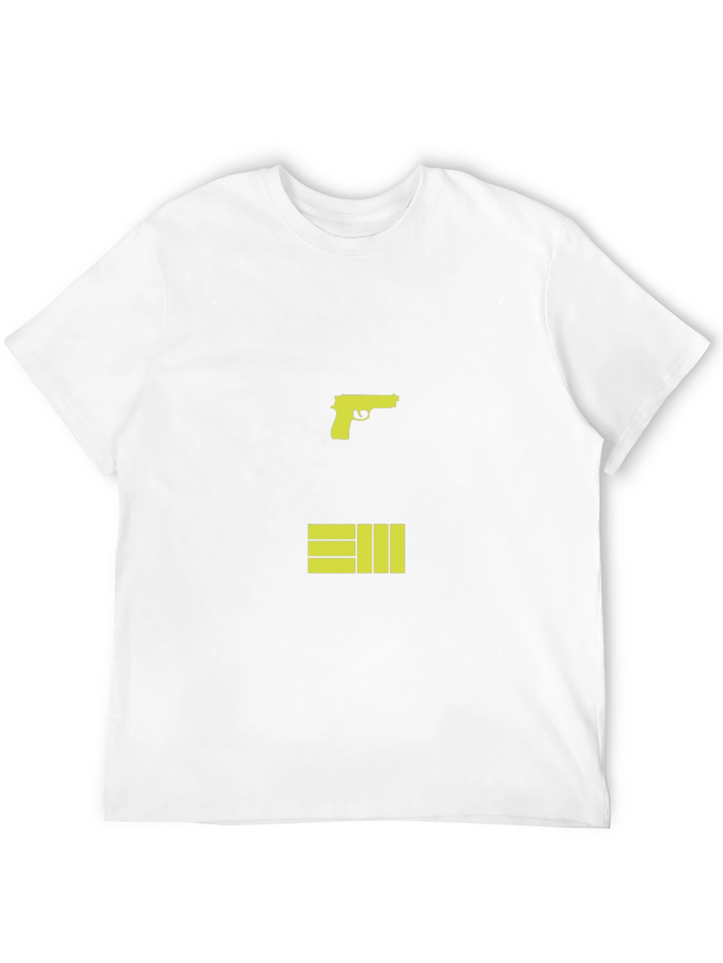 Black T-Shirt with Graphic Gun and Bars Design