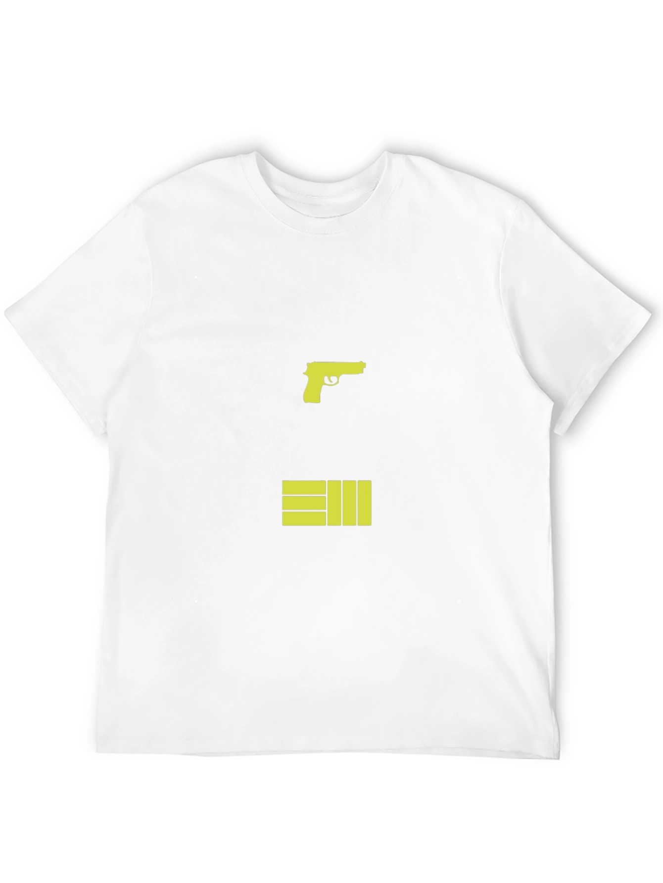 Black T-Shirt with Graphic Gun and Bars Design
