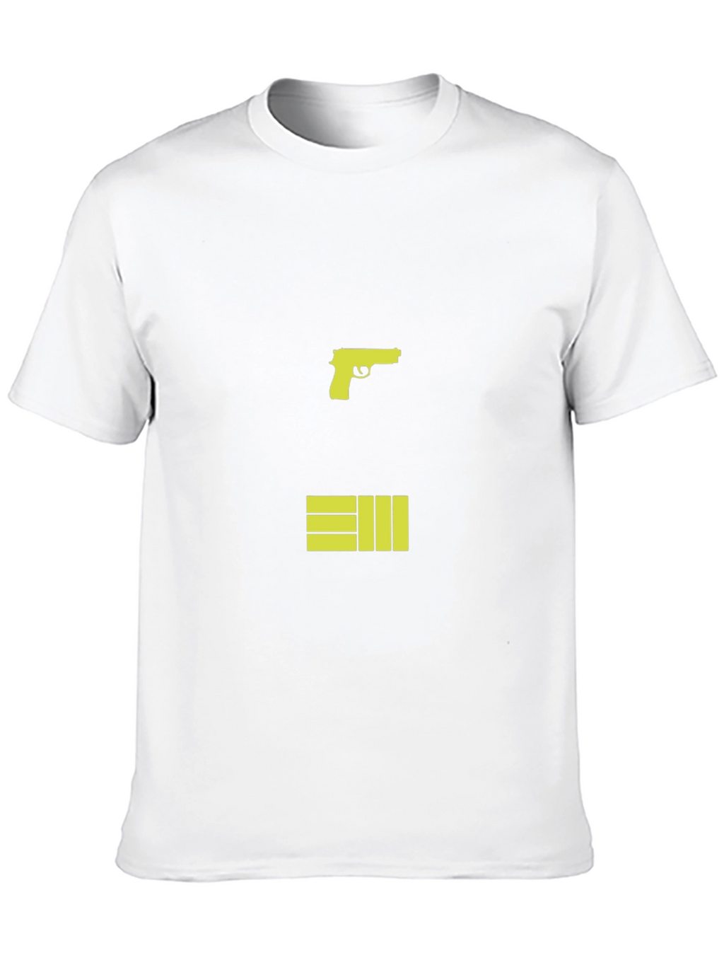 Black T-Shirt with Graphic Gun and Bars Design