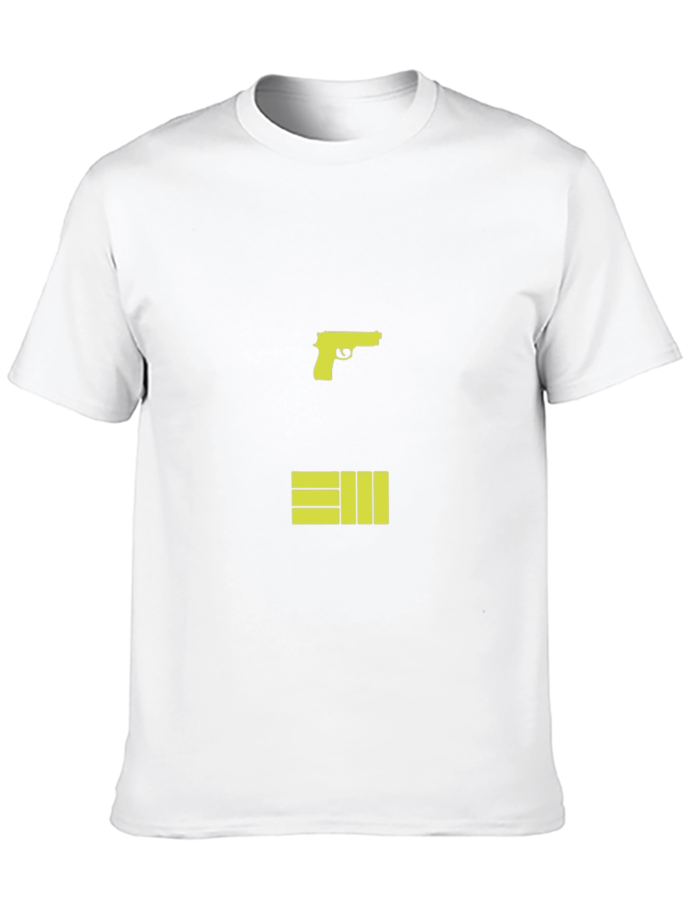 Black T-Shirt with Graphic Gun and Bars Design