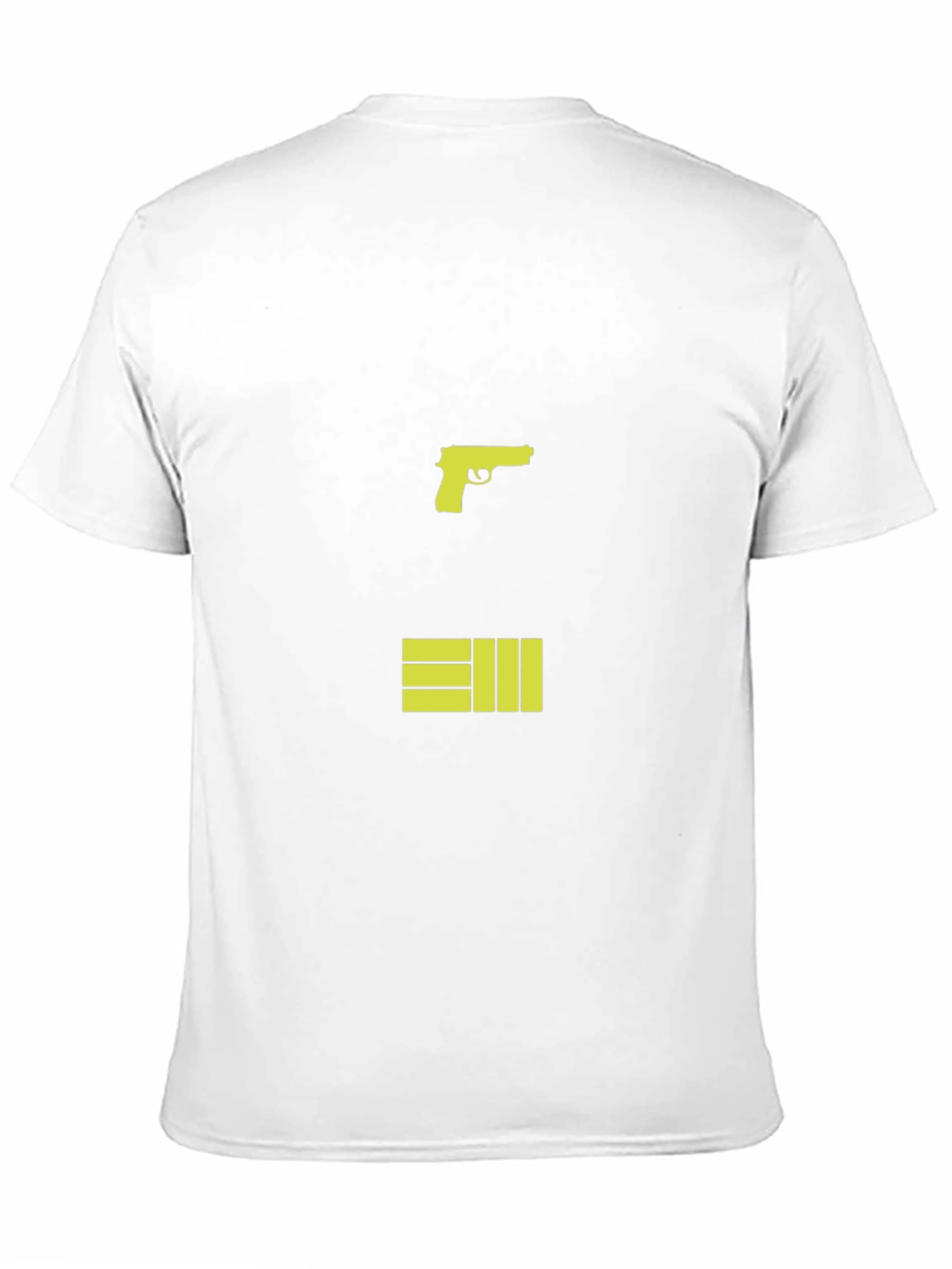 Black T-Shirt with Graphic Gun and Bars Design