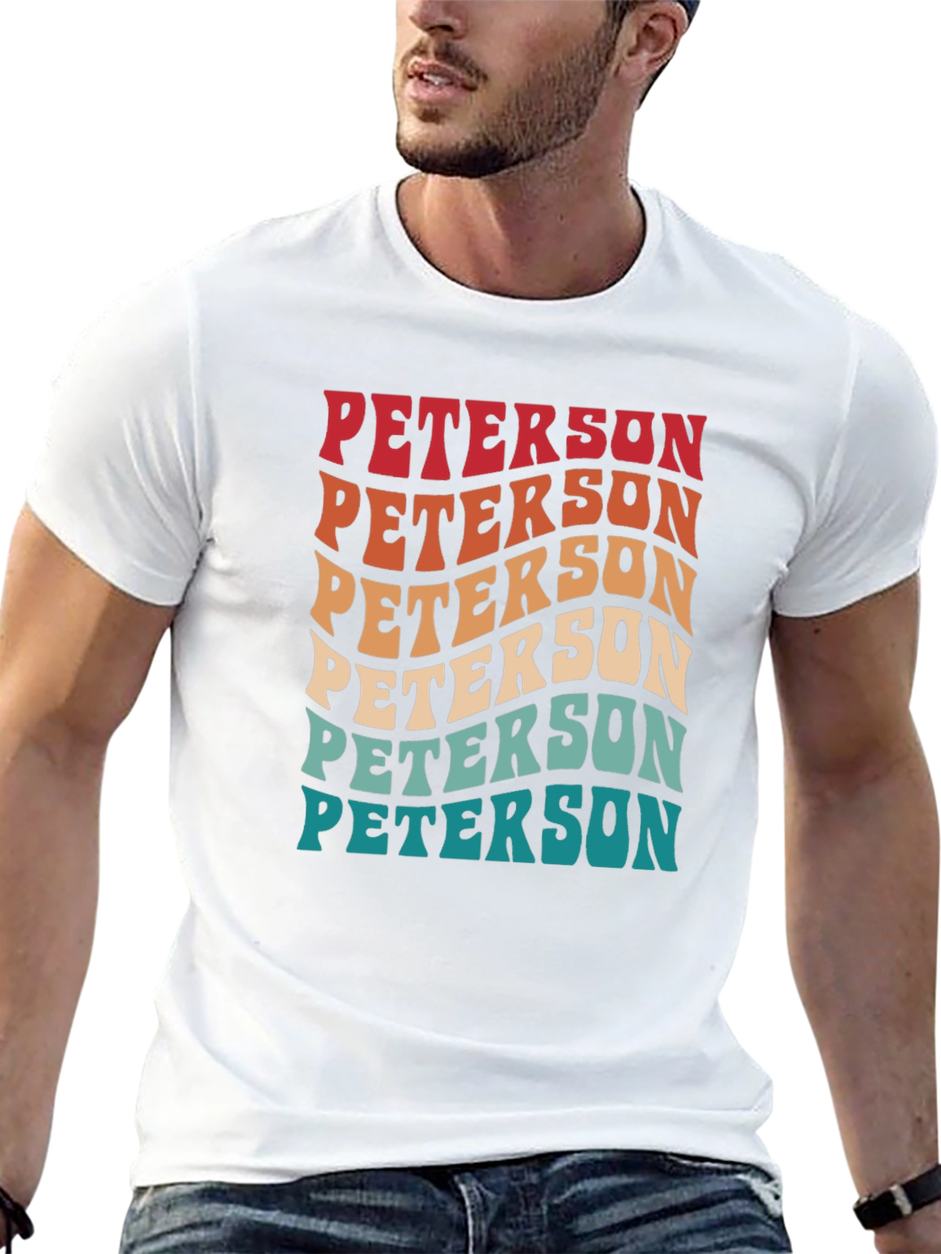 Retro Peterson Tee - Custom Name Wavy Text