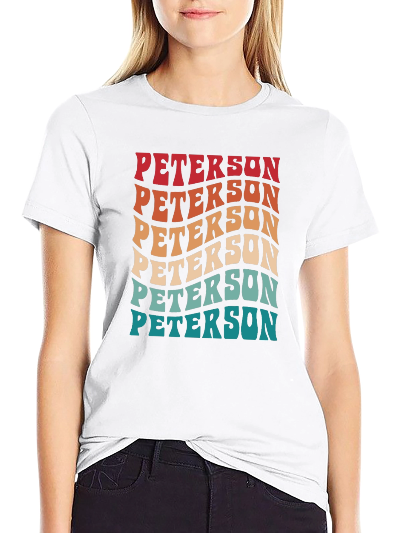 Retro Peterson Tee - Custom Name Wavy Text