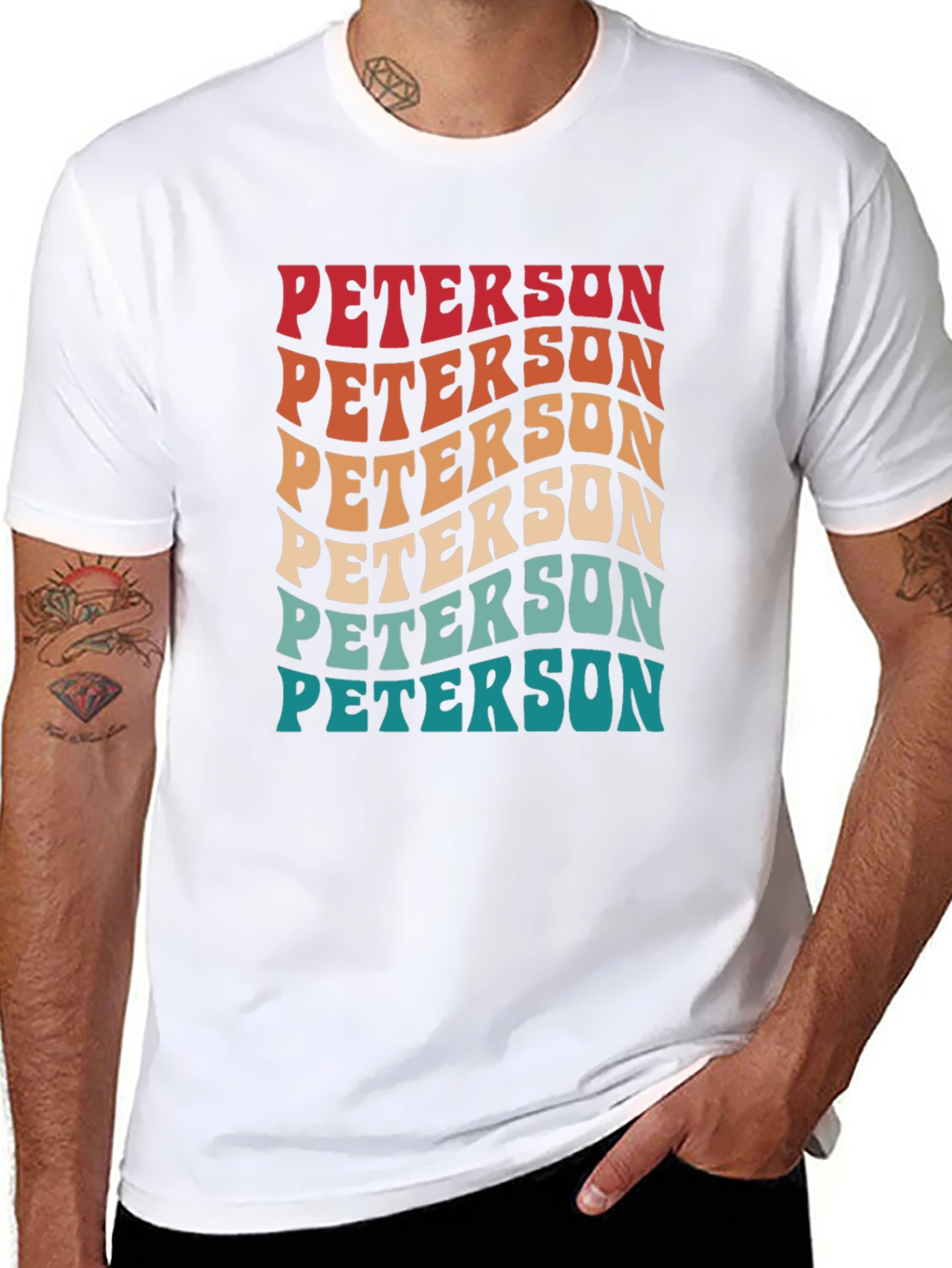 Retro Peterson Tee - Custom Name Wavy Text