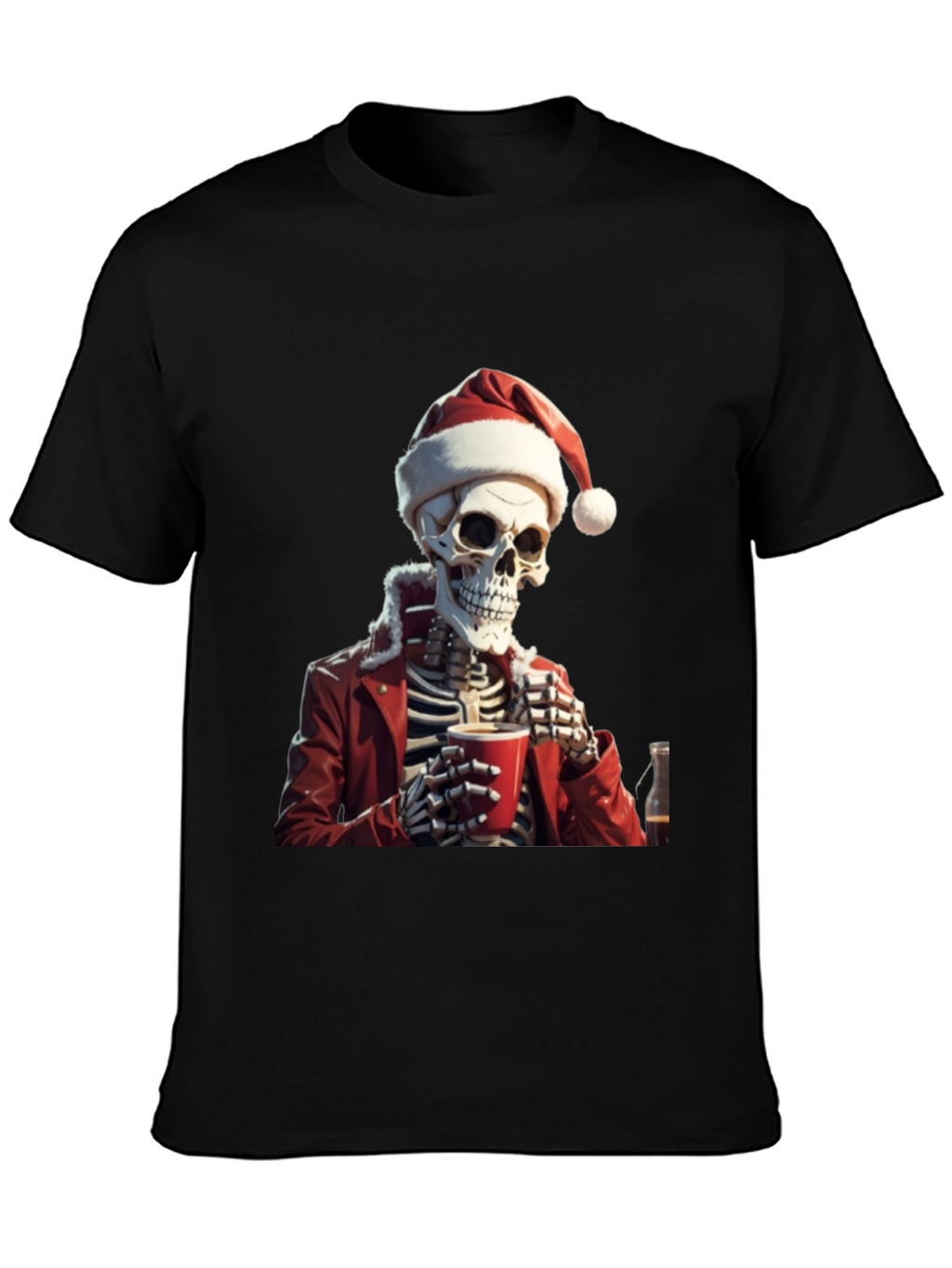 Festive Skeleton Graphic Tee - Holiday Humor