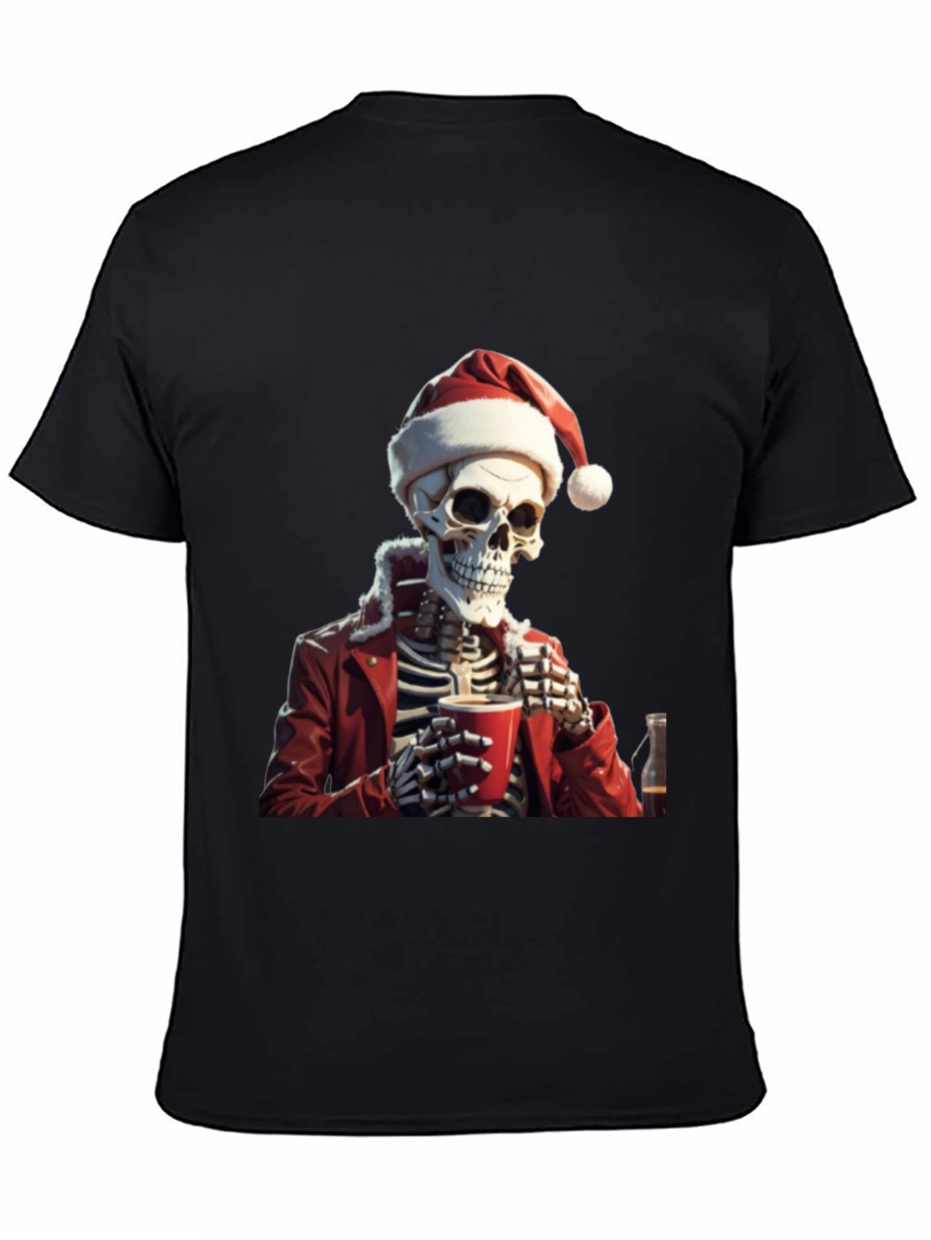 Festive Skeleton Graphic Tee - Holiday Humor