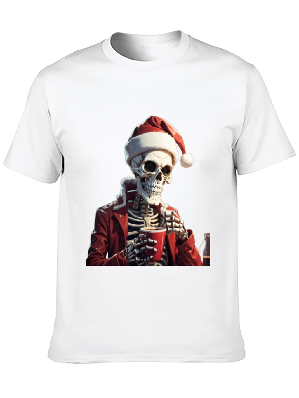 Festive Skeleton Graphic Tee - Holiday Humor