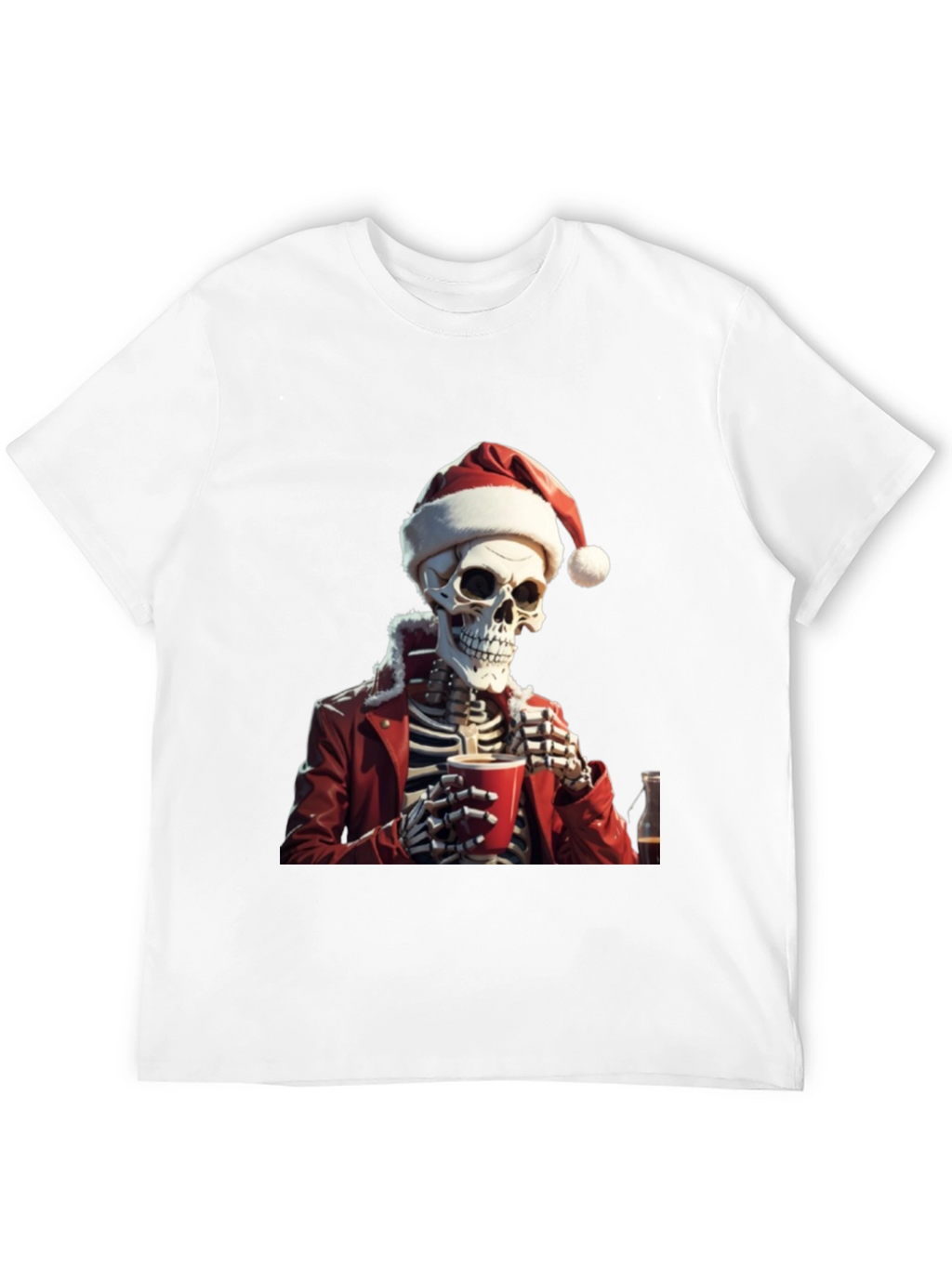Festive Skeleton Graphic Tee - Holiday Humor