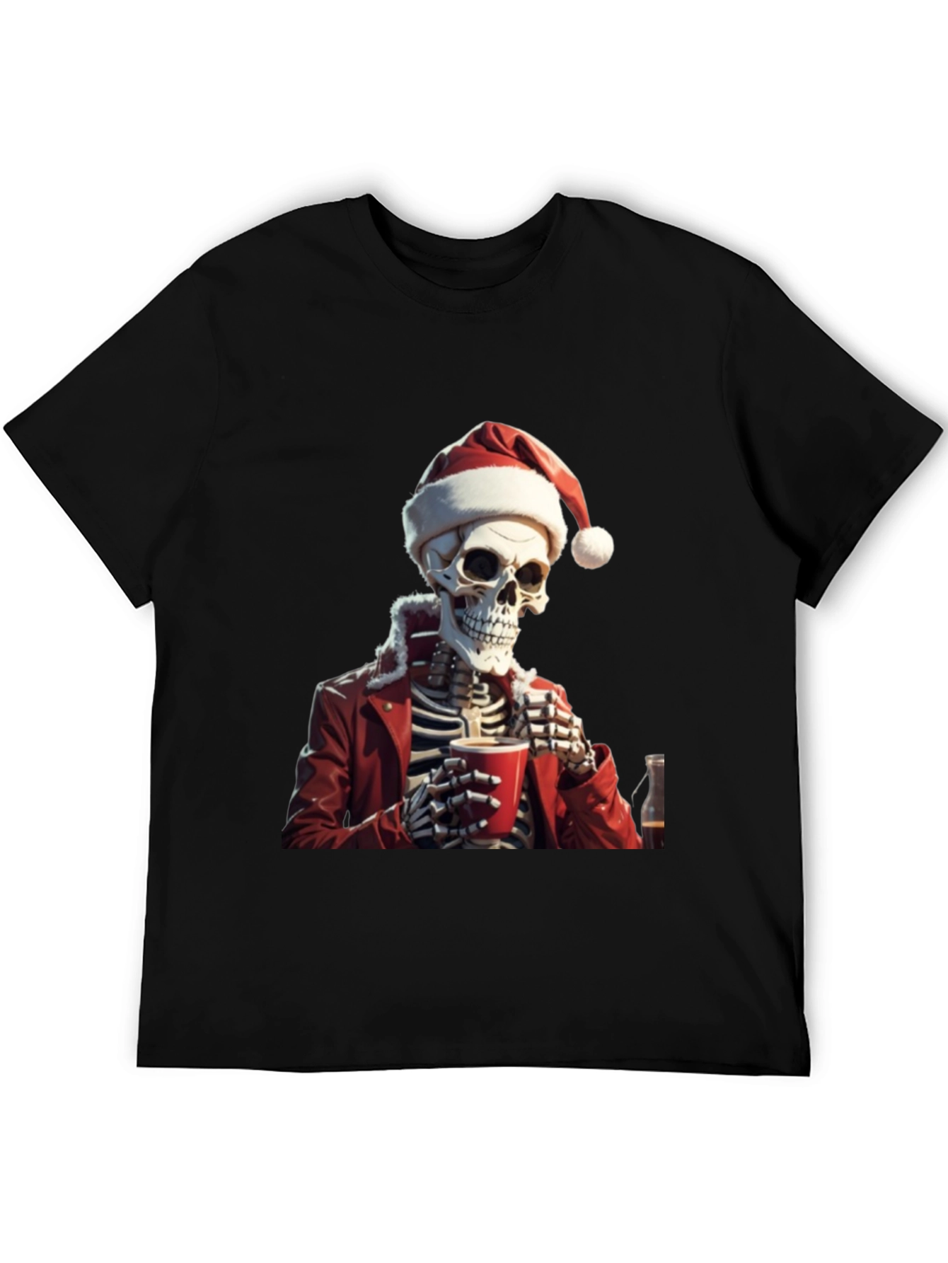Festive Skeleton Graphic Tee - Holiday Humor