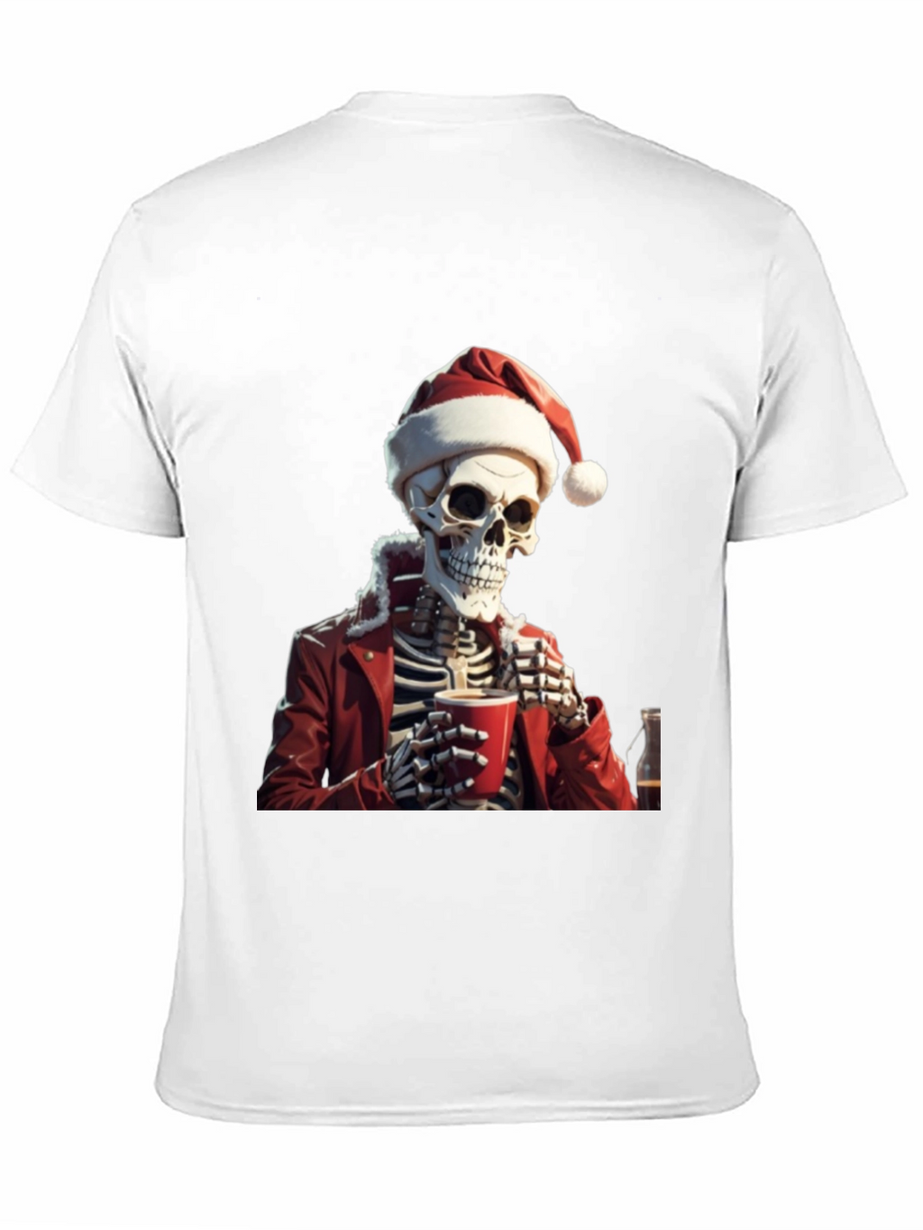 Festive Skeleton Graphic Tee - Holiday Humor
