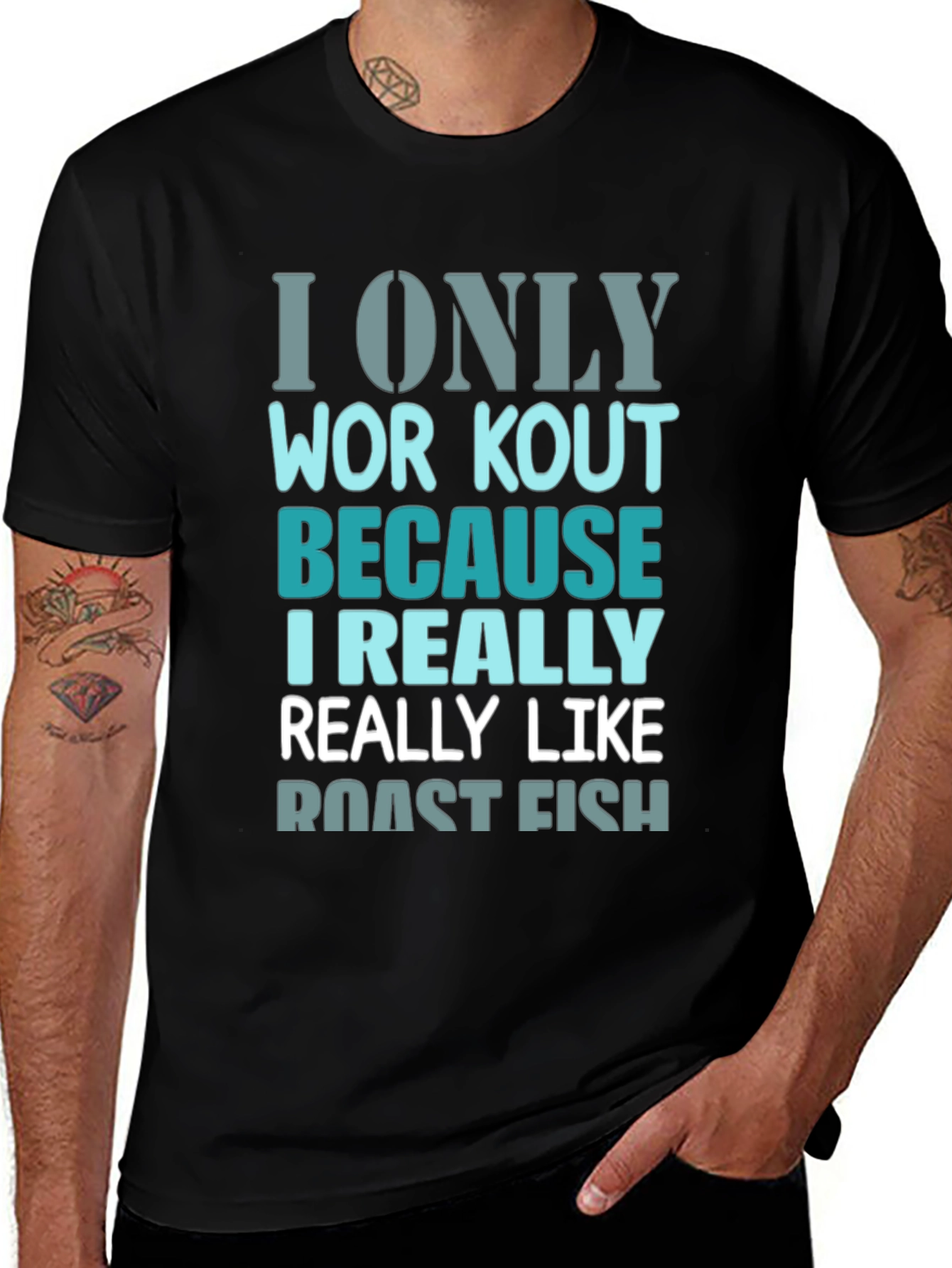 Roast Fish Workout T-Shirt - Funny Gym Tee