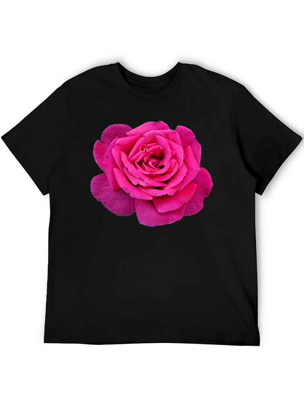 Pink Rose Graphic Black T-Shirt