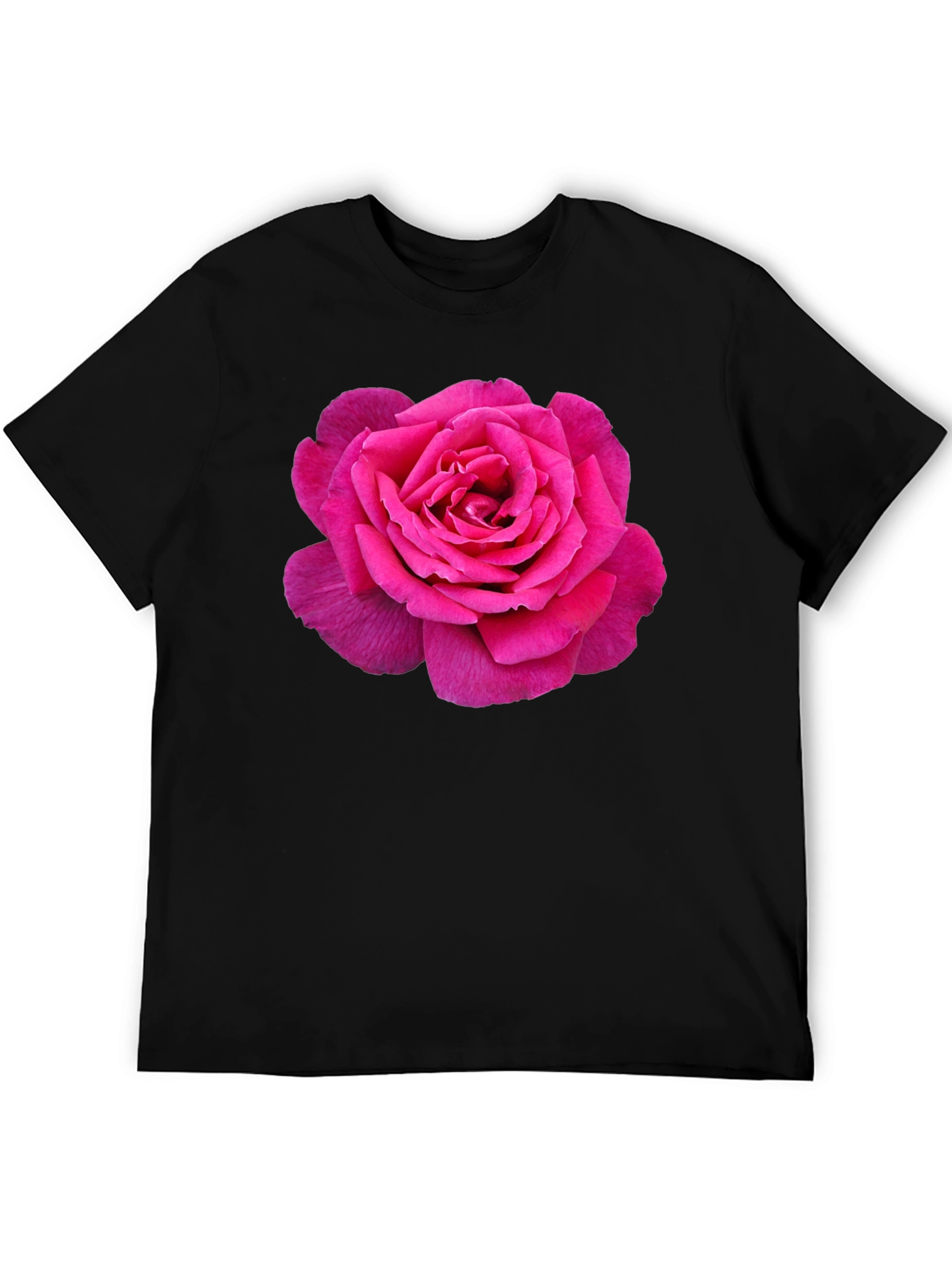 Pink Rose Graphic Black T-Shirt