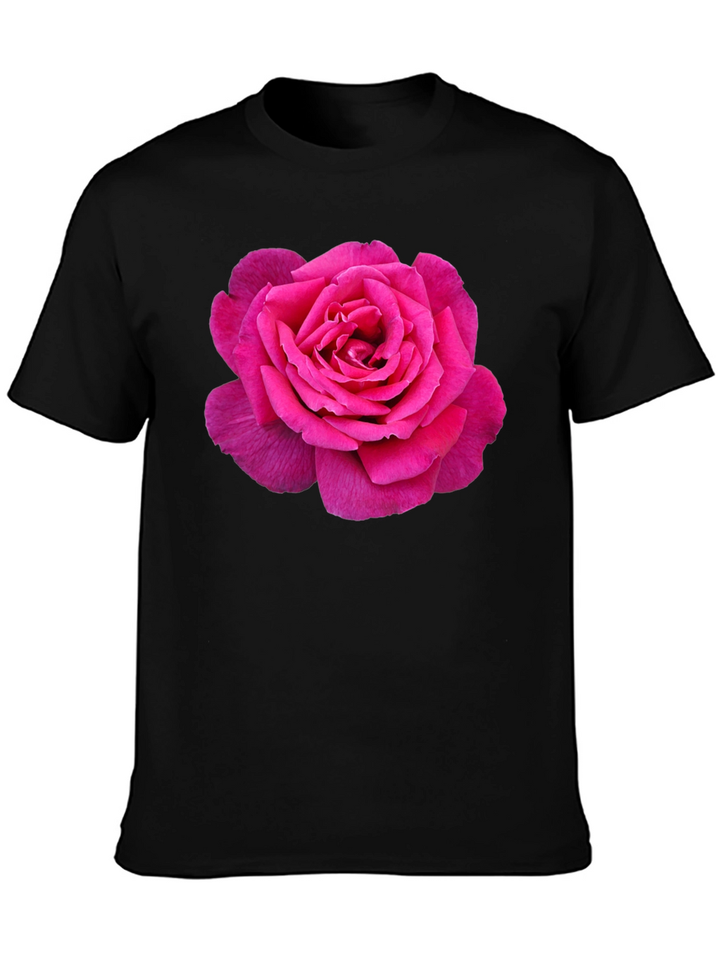 Pink Rose Graphic Black T-Shirt