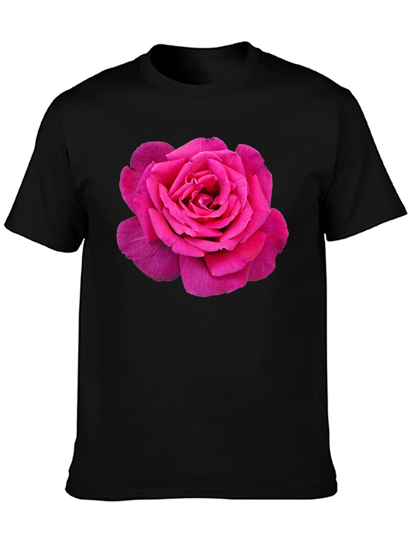 Pink Rose Graphic Black T-Shirt