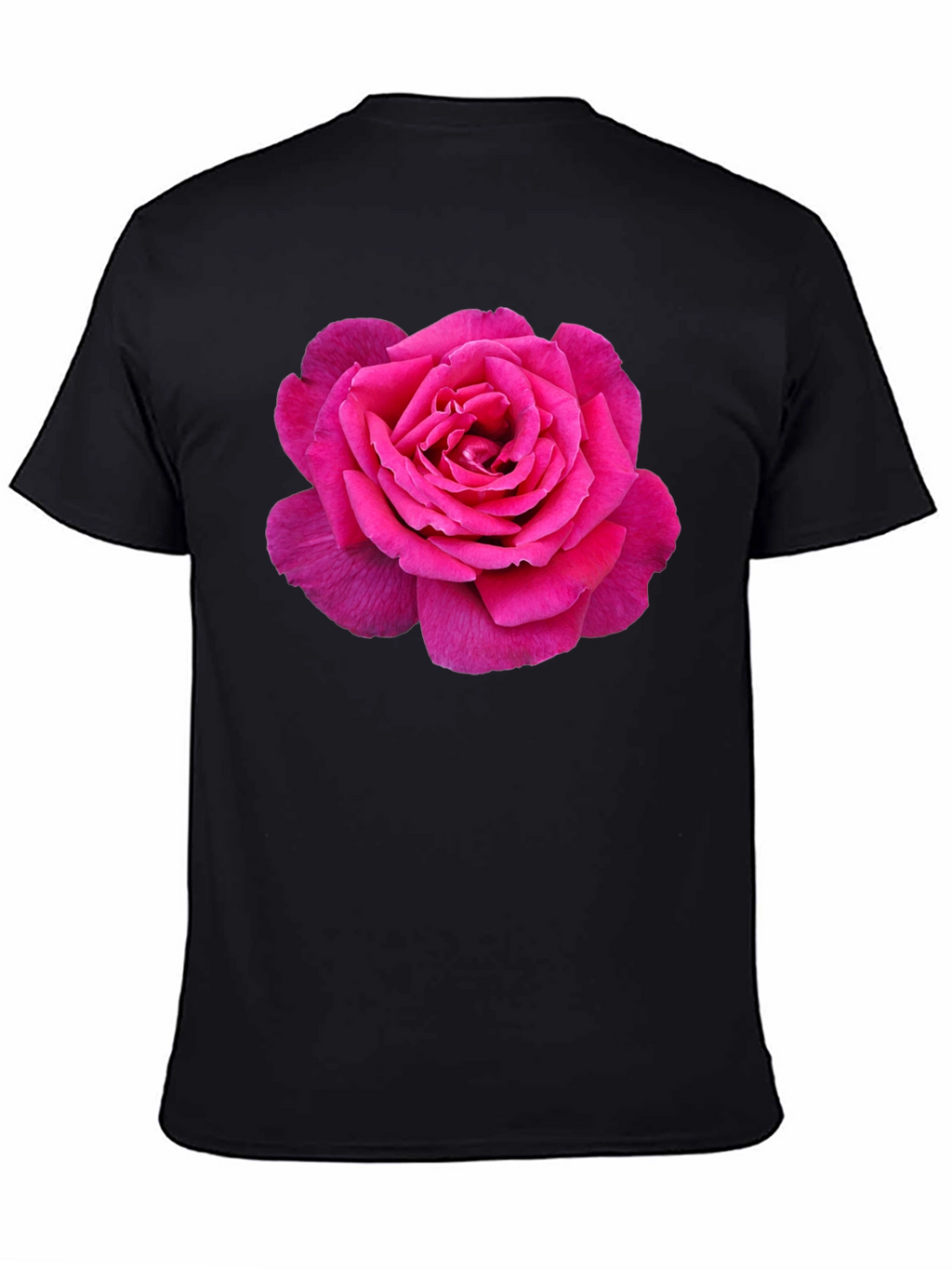Pink Rose Graphic Black T-Shirt