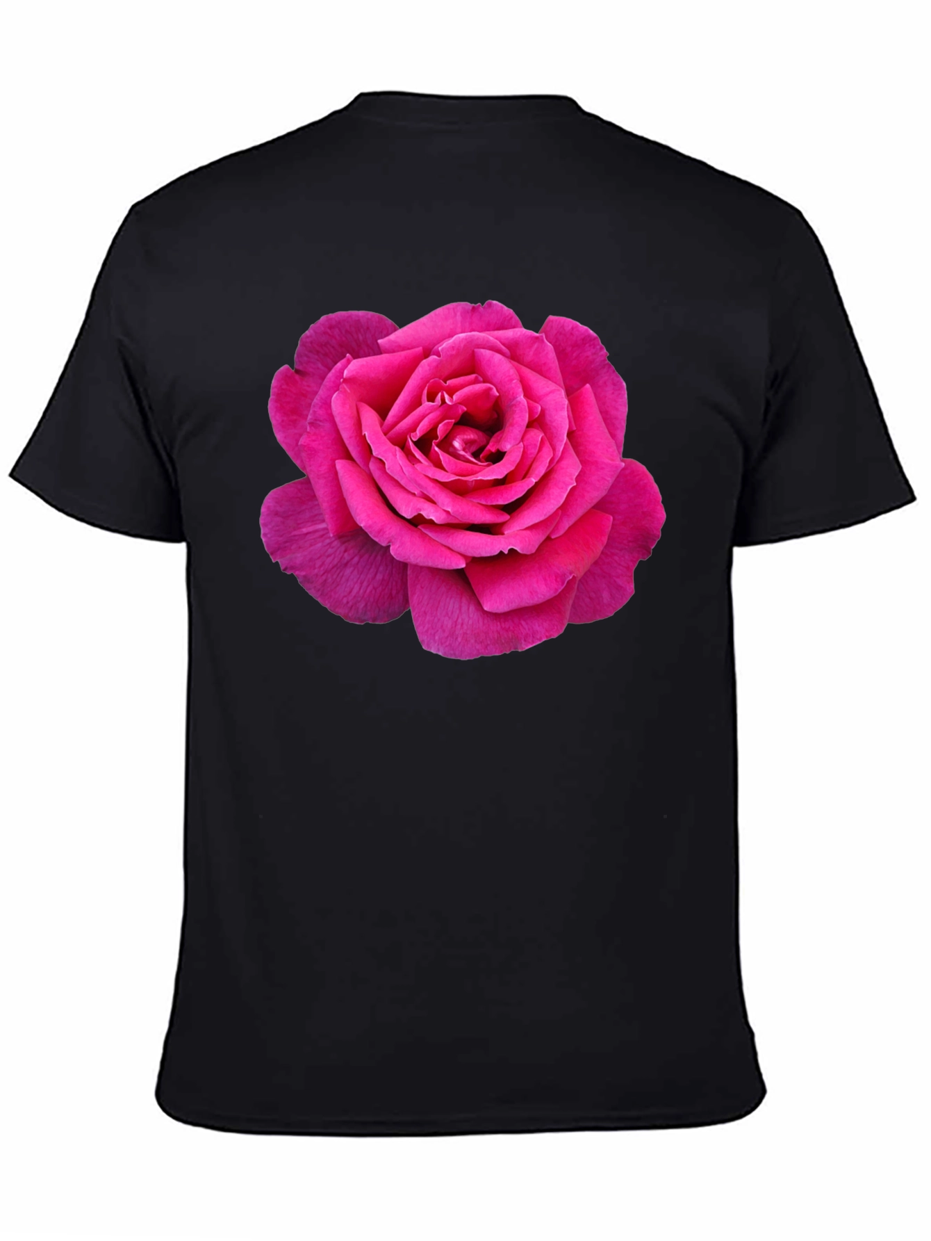 Pink Rose Graphic Black T-Shirt