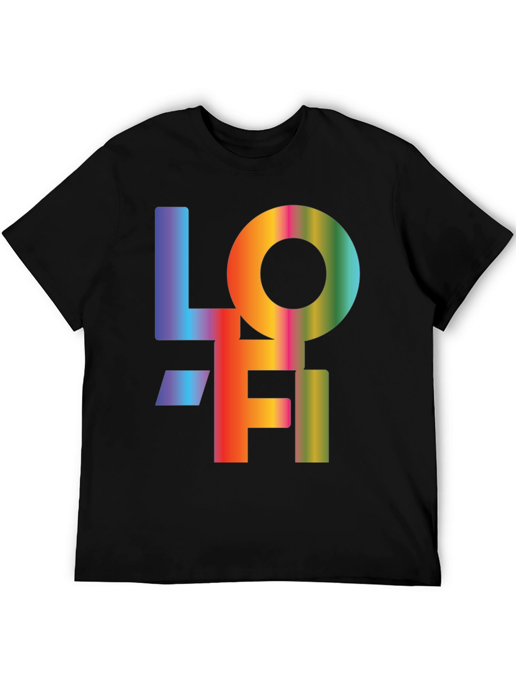 LOFI Rainbow Graphic T-Shirt - Casual Black Tee