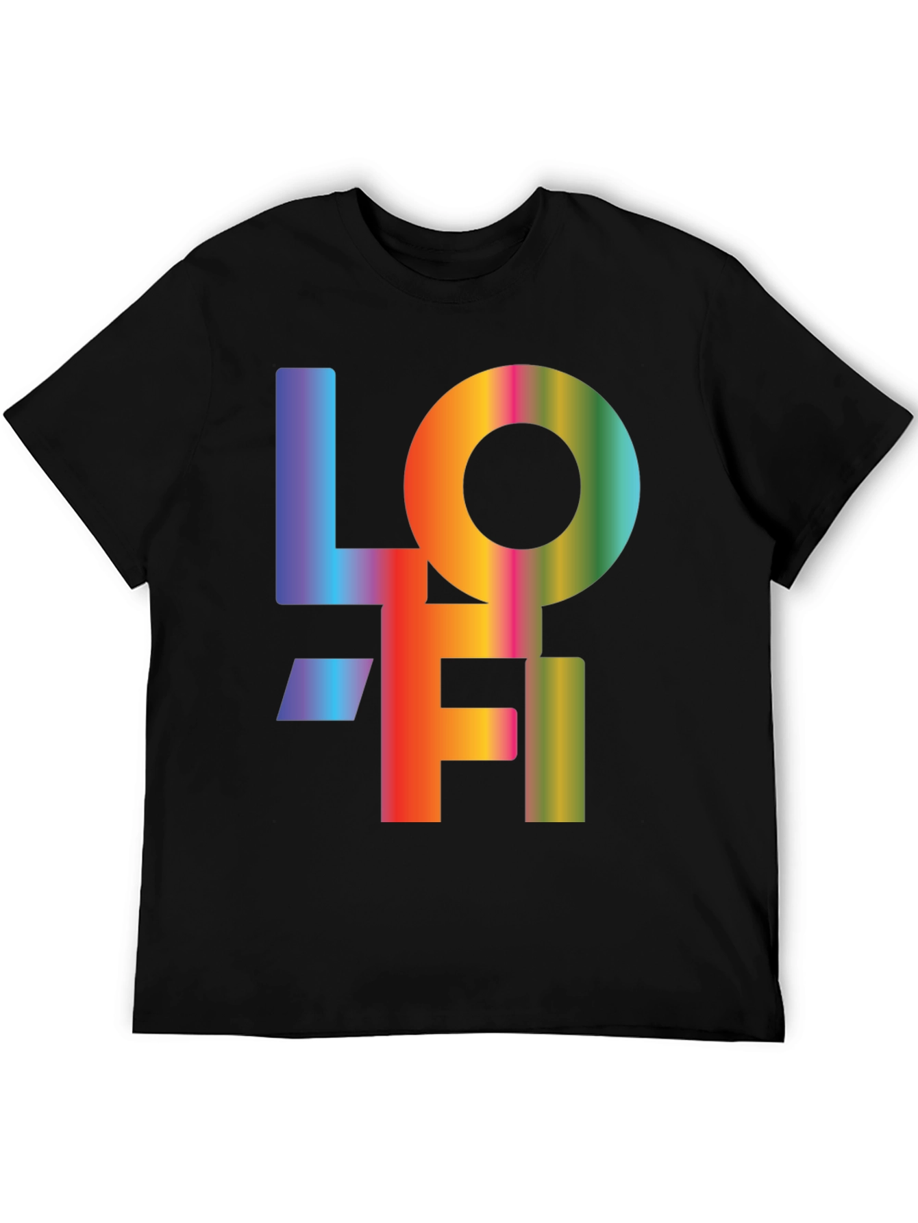 LOFI Rainbow Graphic T-Shirt - Casual Black Tee
