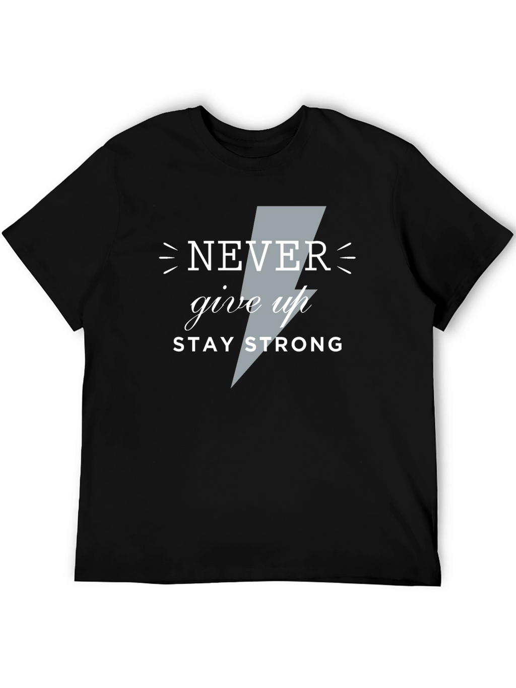 Motivational Never Give Up Graphic Tee - Black
