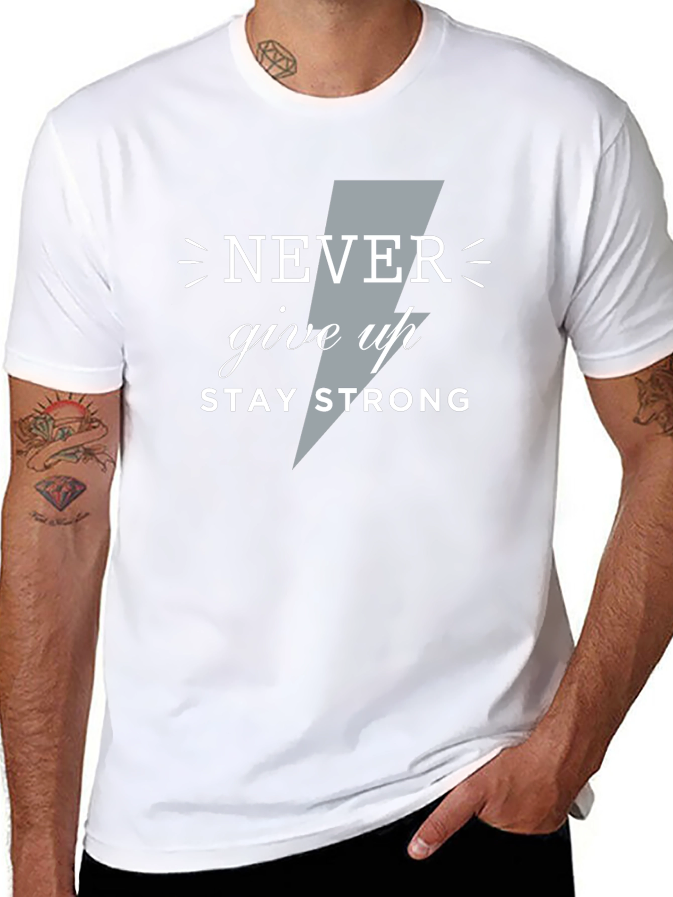 Motivational Never Give Up Graphic Tee - Black