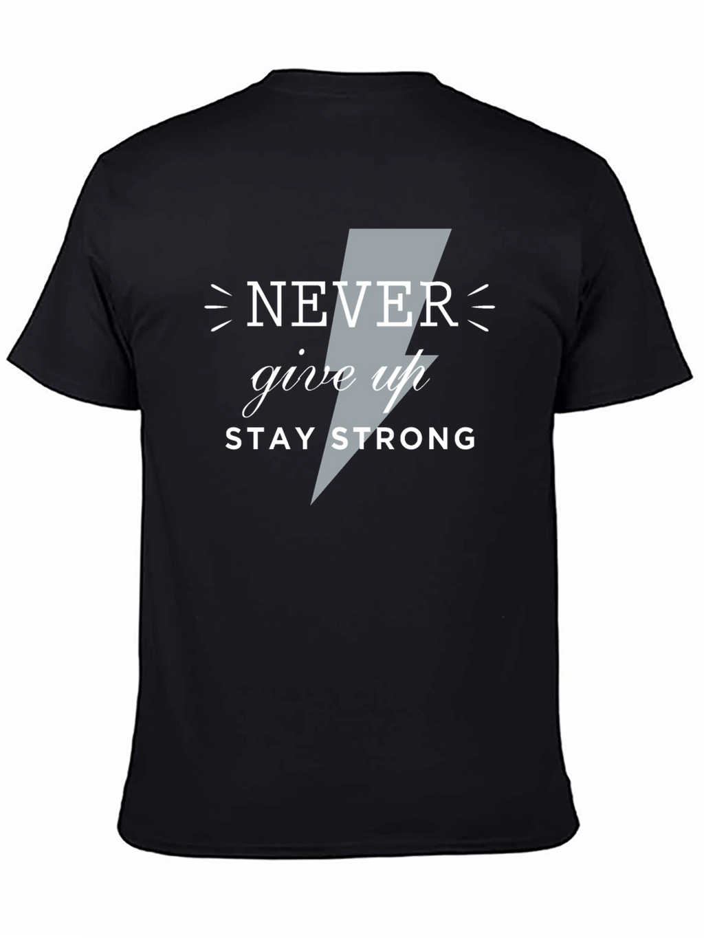 Motivational Never Give Up Graphic Tee - Black