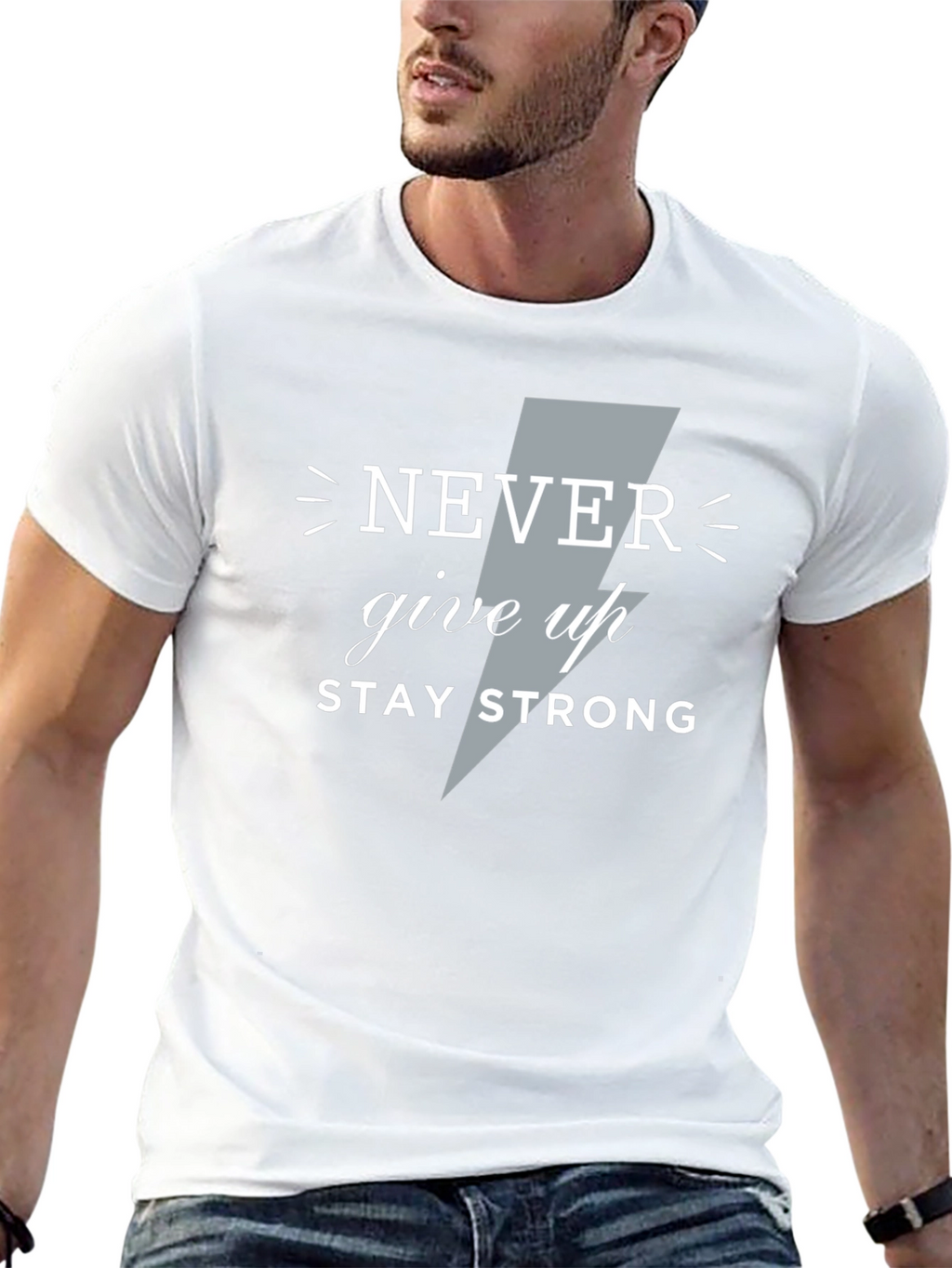 Motivational Never Give Up Graphic Tee - Black