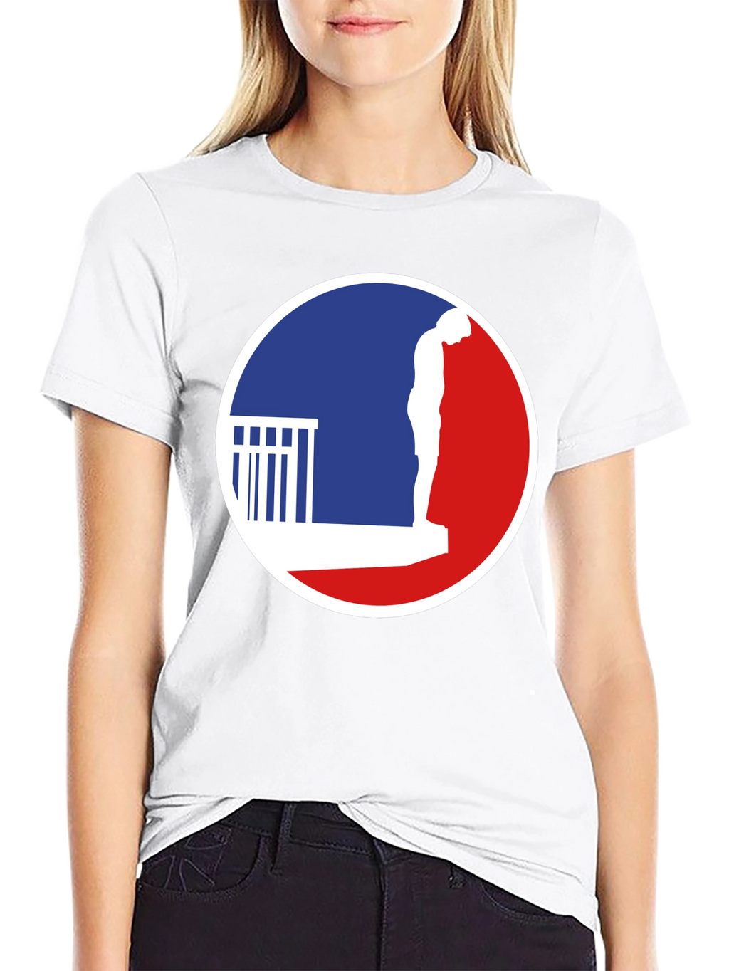 T-Shirt with a Man on a Ledge Graphic
