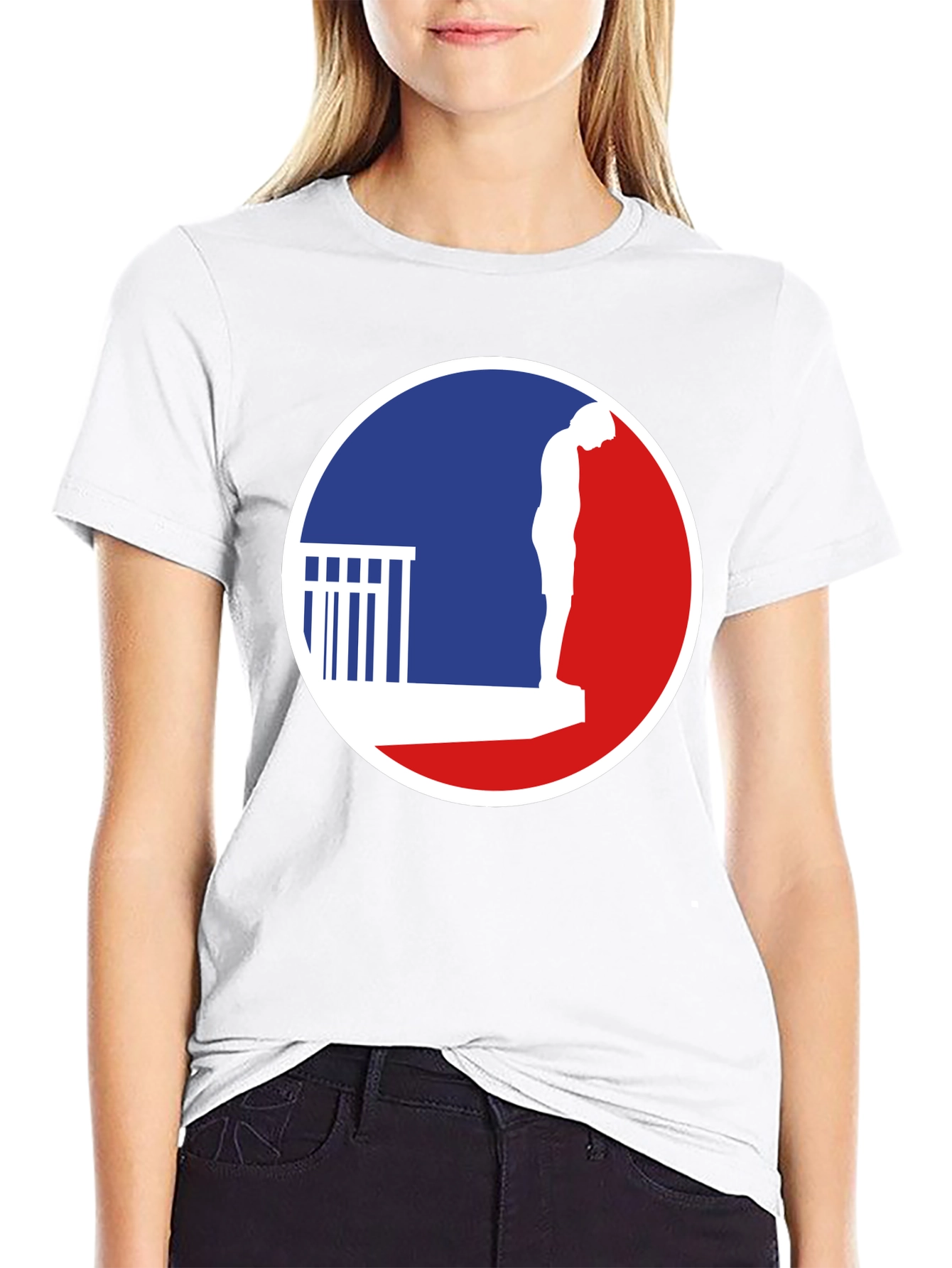 T-Shirt with a Man on a Ledge Graphic