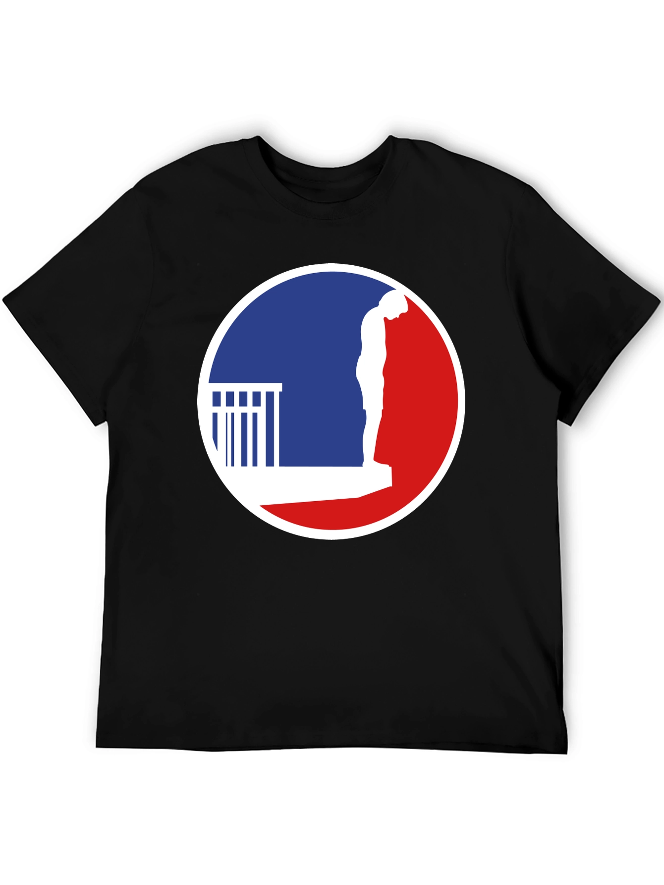 T-Shirt with a Man on a Ledge Graphic