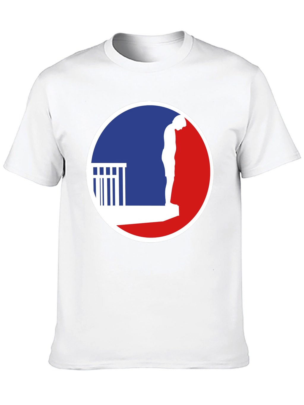 T-Shirt with a Man on a Ledge Graphic