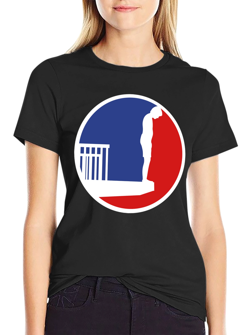 T-Shirt with a Man on a Ledge Graphic