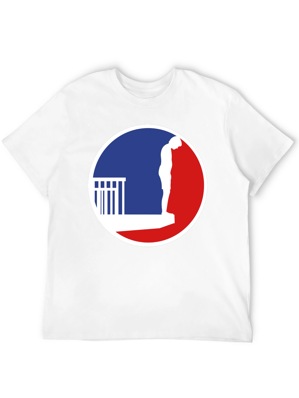 T-Shirt with a Man on a Ledge Graphic