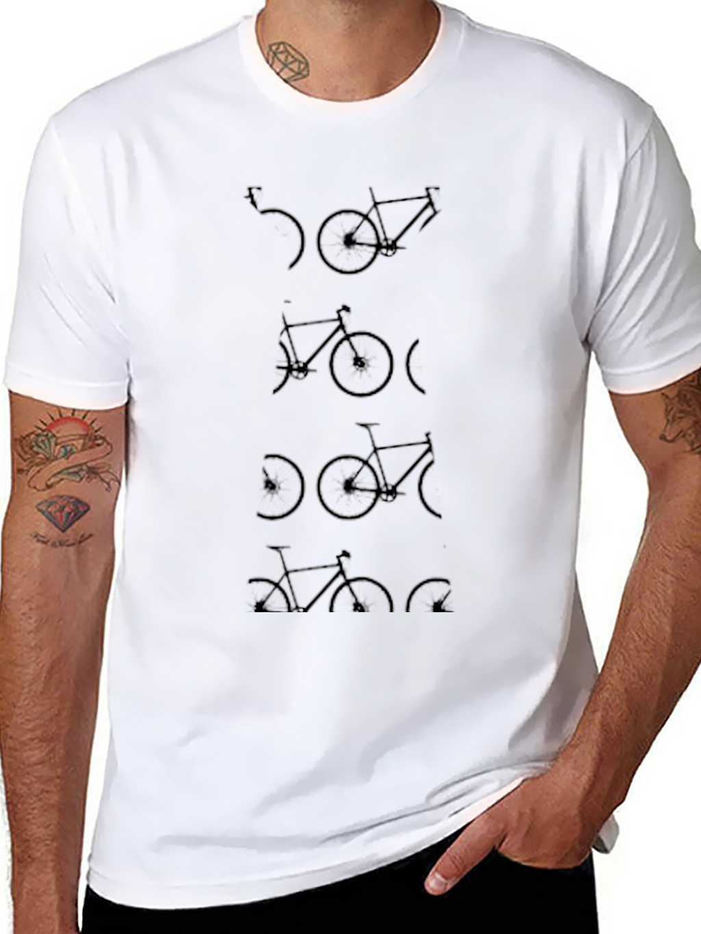 Black Bike Pattern T-Shirt